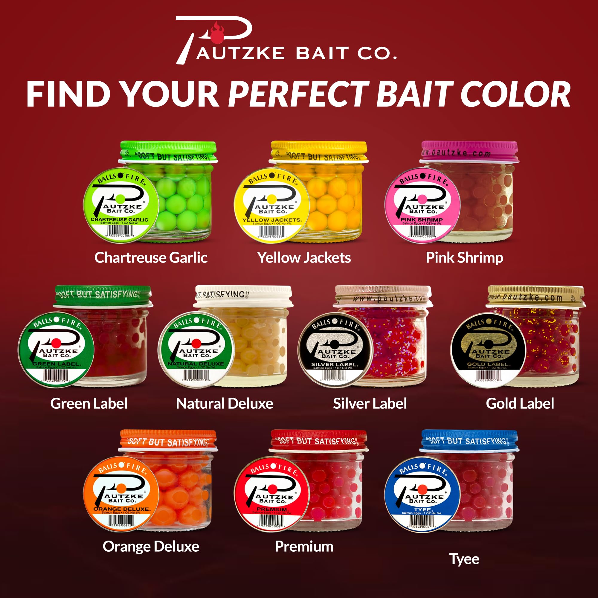 Pautzke Balls O' Fire Salmon Eggs Bait - Premium Real Salmon Eggs for Trout & Salmon Fishing, Soft Fish Eggs for Single Egg Bait or Egg Sacks - Ideal for Freshwater & Ice Fishing