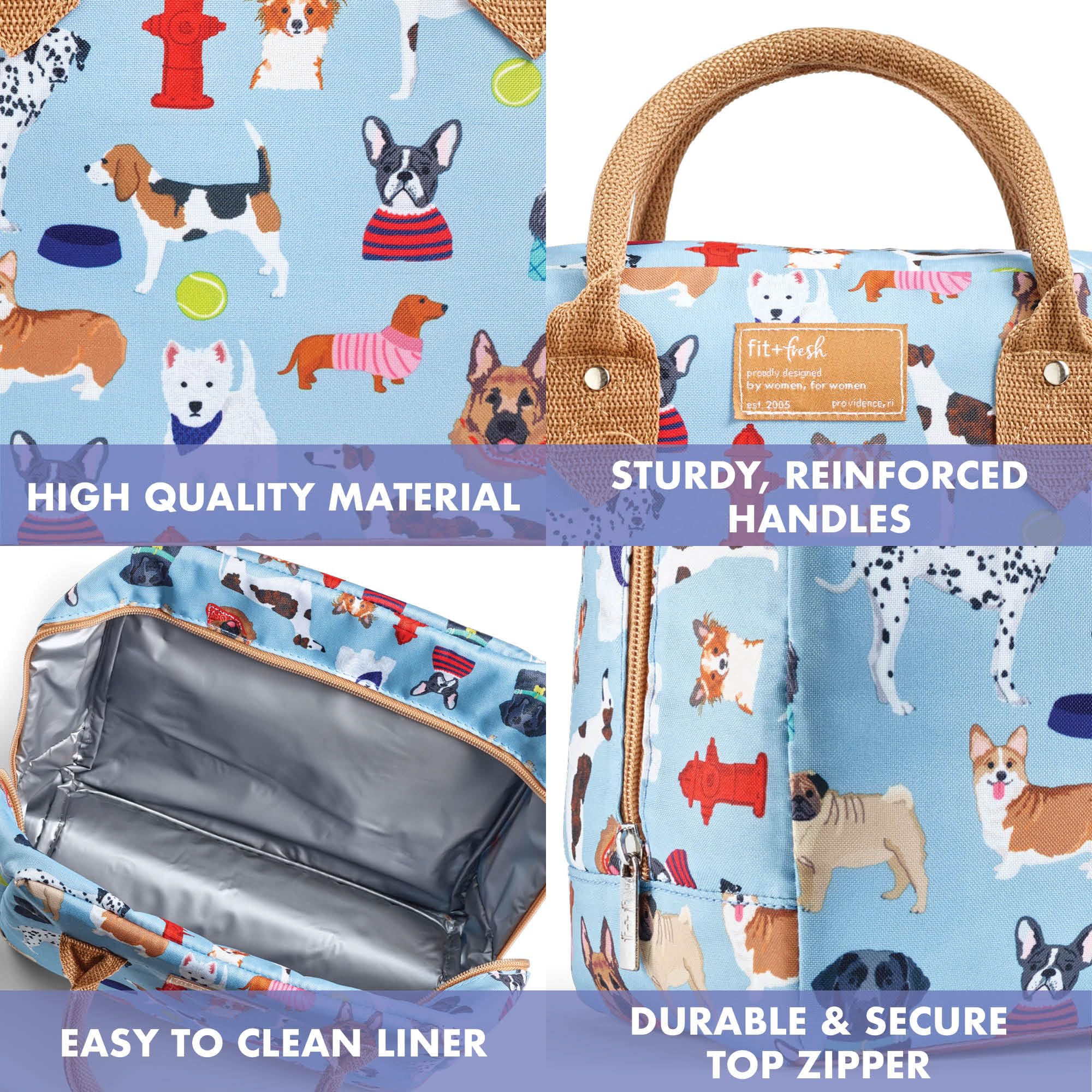 Fit & Fresh Insulated Lunch Bag for Women - Leakproof & Stain-Resistant Large Lunch Box with Containers & Zipper Closure - Perfect for Work, Office, School & Picnics - Bloomington Design