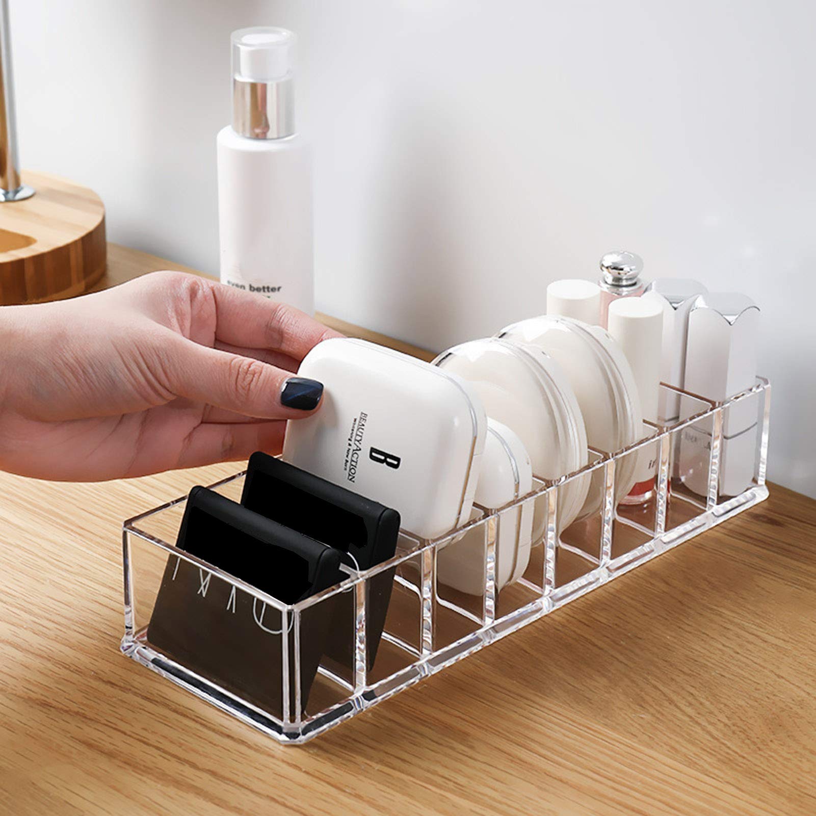 2-Pack Clear Acrylic Makeup Organizer - Cosmetic Storage Display Case Box for Dresser, Vanity & Bathroom Countertop | Perfect for Lipsticks, Brushes & Skincare Products (Transparent)