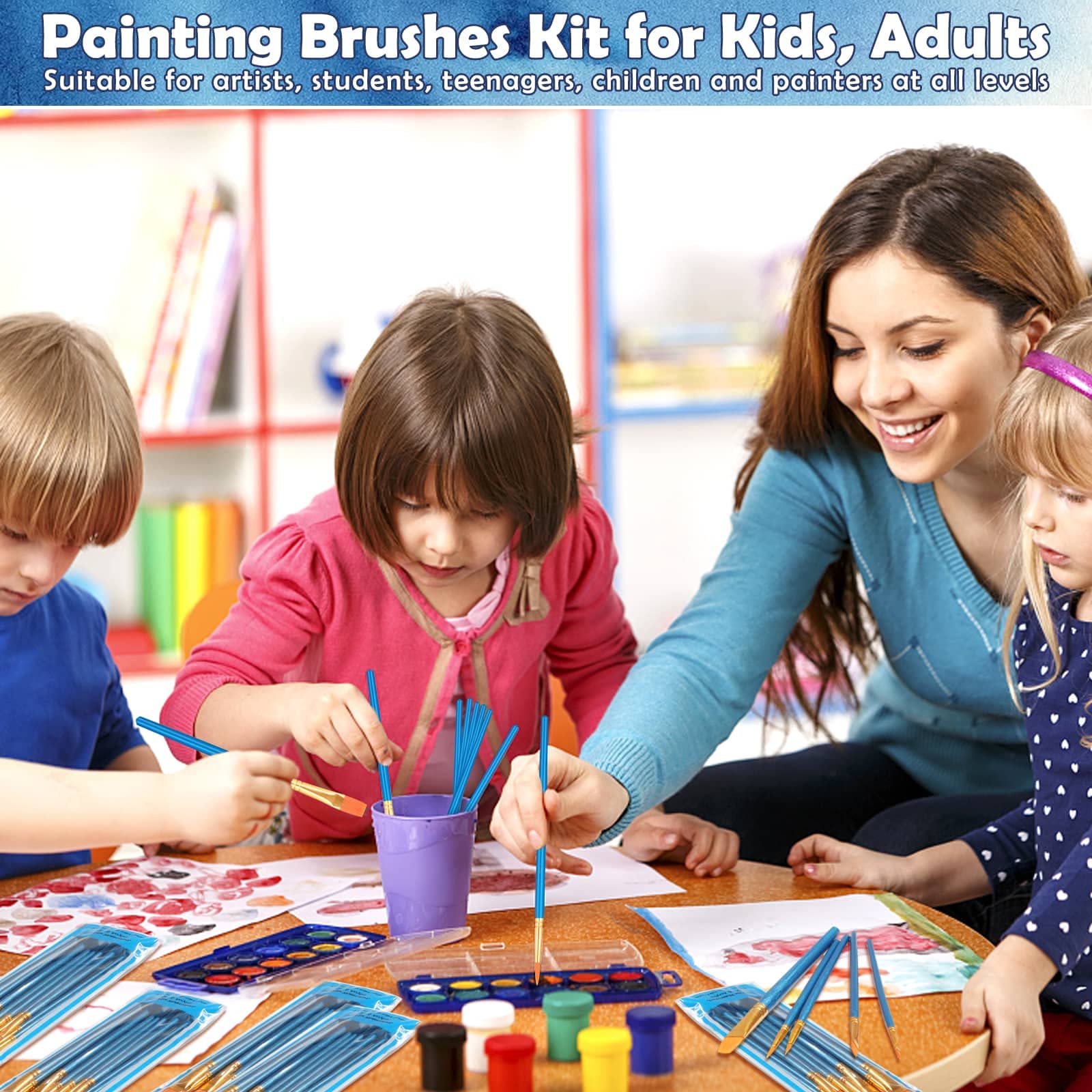 120 Pcs Acrylic Paint Brushes Set - Professional Artist Paintbrushes for Canvas, Watercolor, Fabric & Face Painting - Multipurpose Art Brushes for Rock, Pumpkin & DIY Craft Projects