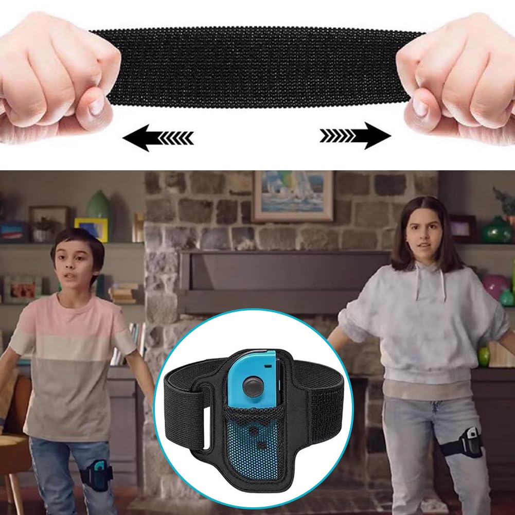 Anwangda Adjustable Leg Strap for Nintendo Switch Sports - Elastic Controller Strap for Switch, Switch Lite & Switch OLED - Perfect for Fitness Games, VR Gaming & Motion Control Activities