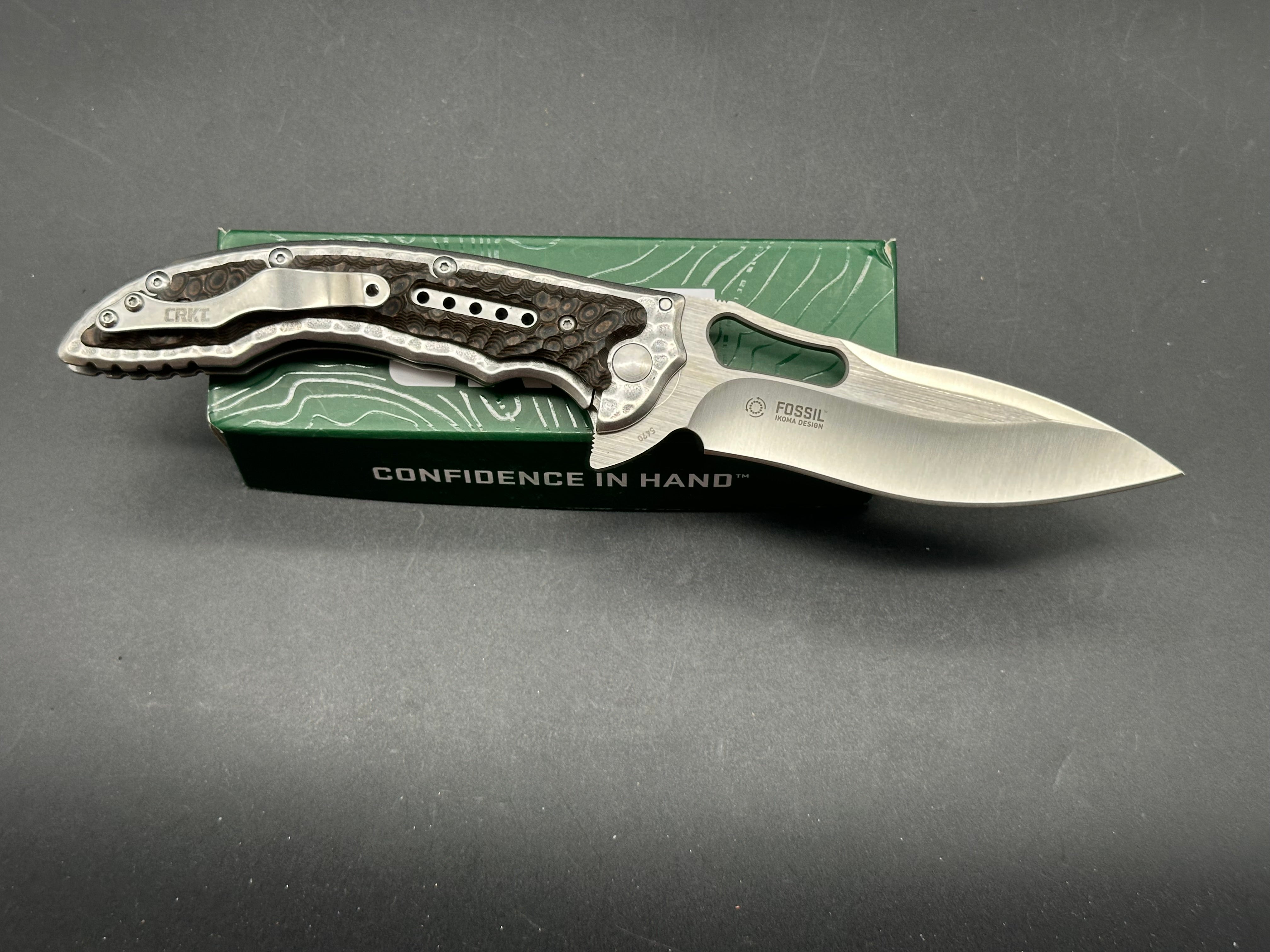CRKT Ikoma Fossil Frame Lock Knife - 3.96