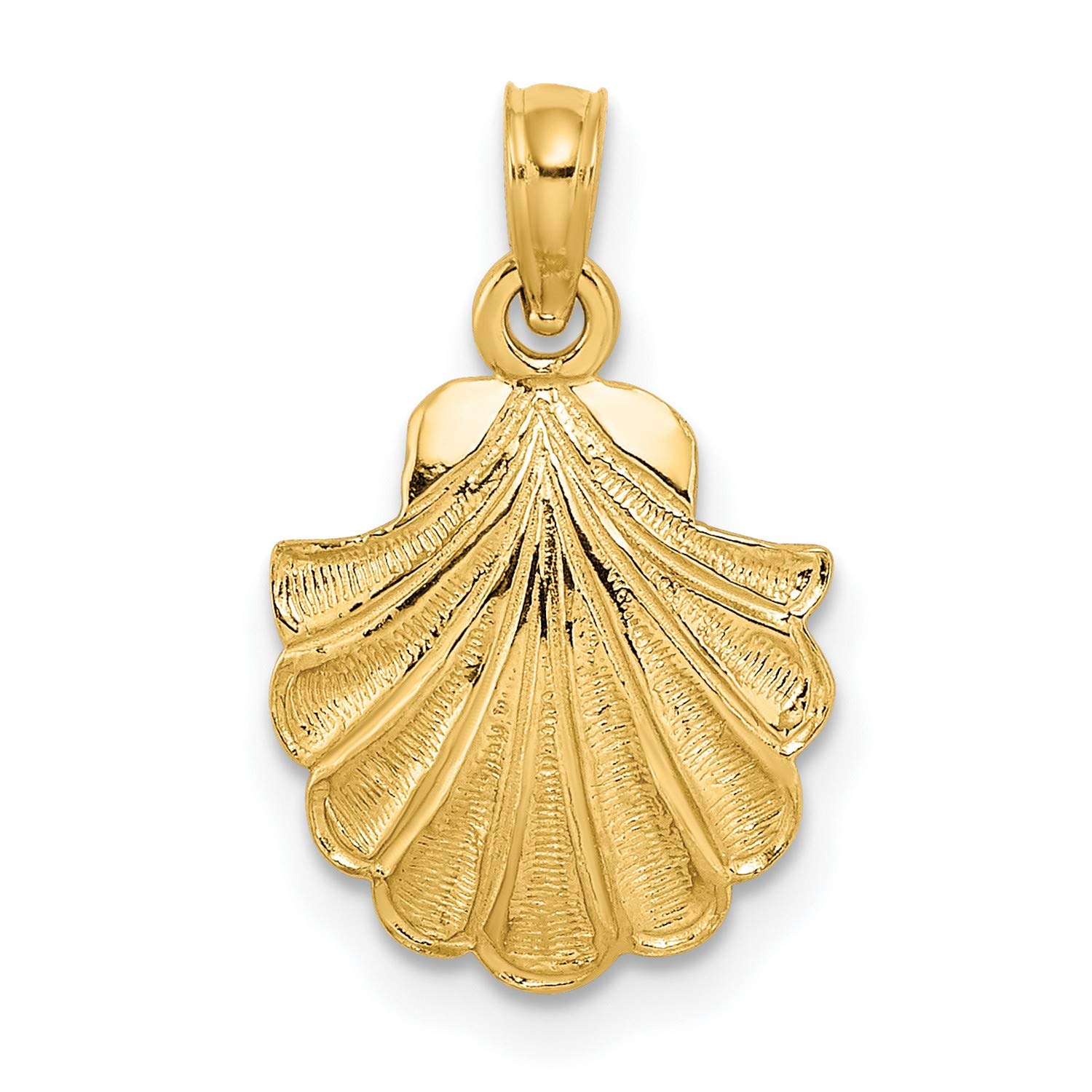 14k Yellow Gold Scallop Shell Charm - 13mm x 12mm Real Gold Jewelry for Necklace, Bracelet & DIY Crafting - Perfect for Beach Weddings, Summer Accessories & Gift Giving