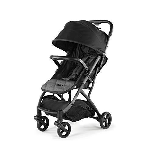 3Dpac CS Compact Fold Stroller for Baby - Lightweight Travel Stroller with One-Hand Fold, Reclining Seat & XL Canopy - Car Seat Adaptable - Perfect for Summer Outings, Shopping & Air Travel (Black)