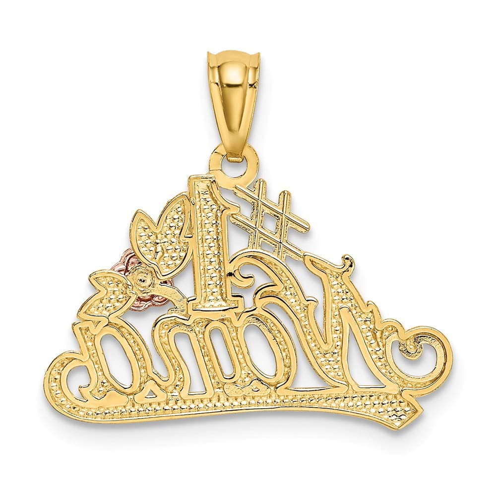 14K Yellow & Rose Gold DC Number One #1 Nana Rose Pendant Charm - 18mm x 21mm - Perfect for Necklaces, Bracelets & Gift Giving