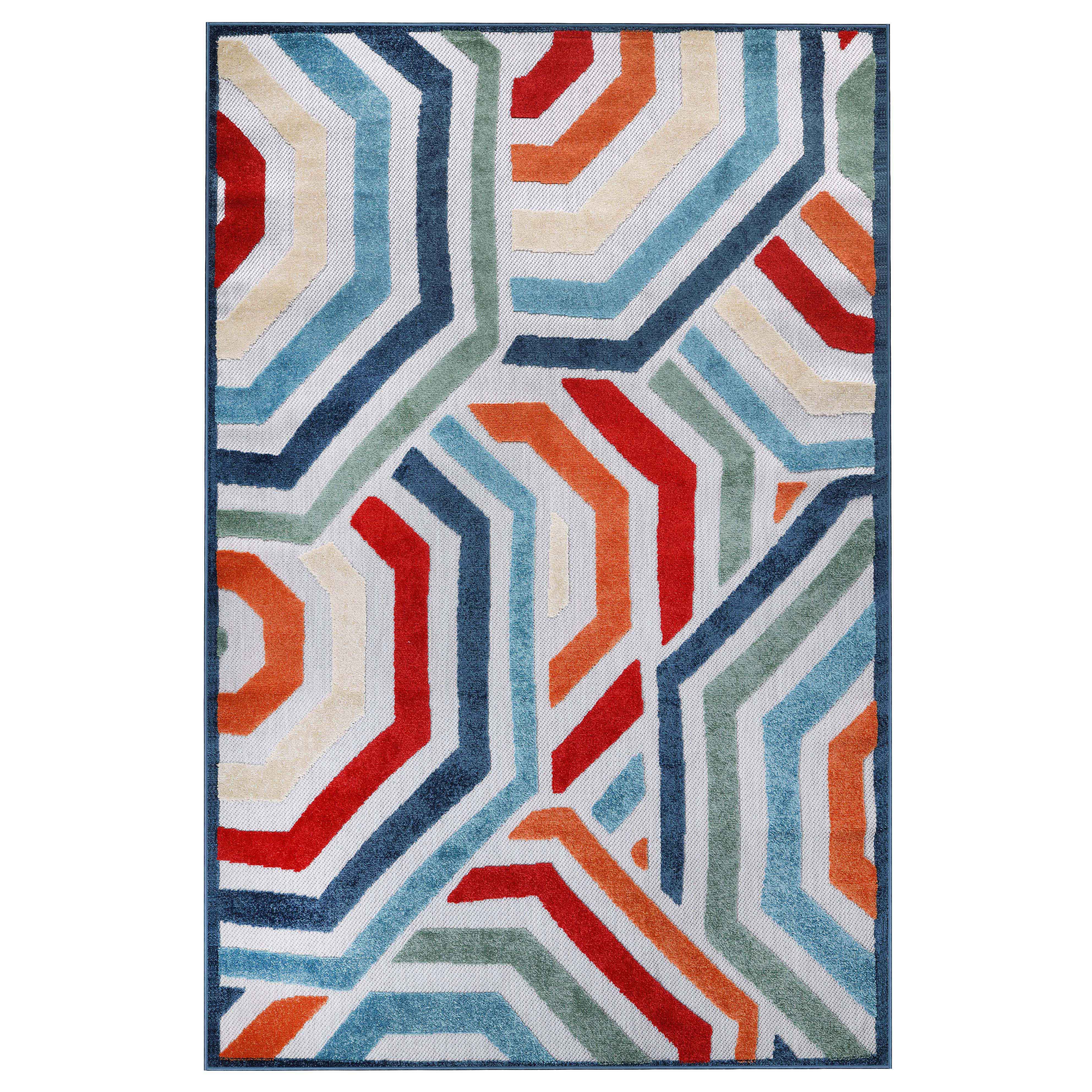 Waimea Modern Geometric Coastal Indoor Outdoor Area Rug - Stylish & Durable for Living Room, Bedroom, Patio, or Deck