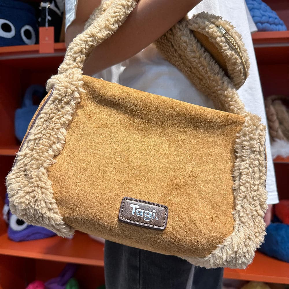AG Collective Shearling Trim Fashionable Shoulder Bag for Women - Stylish Casual Handbag Perfect for Work, Travel & Everyday Use