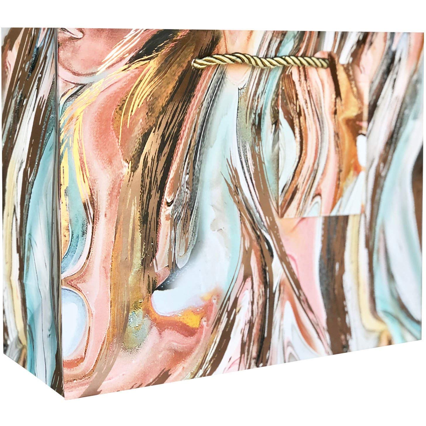 Jillson Roberts Medium Gift Bags - 120 Pcs Marbleized Magic Bronze Wrapping Bags for Parties, Weddings & Holidays | Elegant Present Packaging for Birthdays, Baby Showers & Corporate Events
