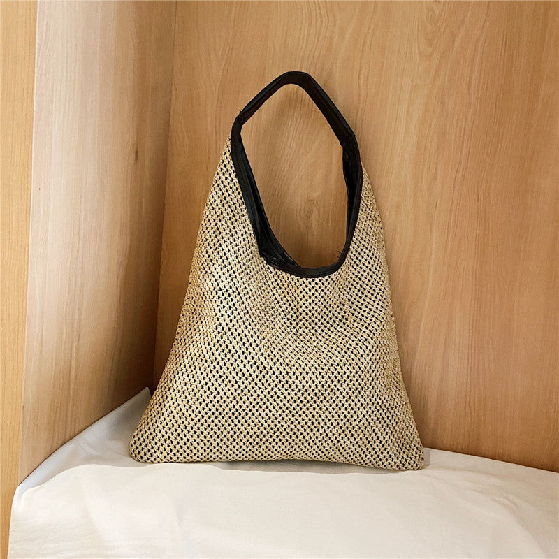 Stylish Woven Rattan Shoulder Bag for Women - Large Capacity Wicker Straw Handbag - Perfect for Summer, Beach, and Casual Outings