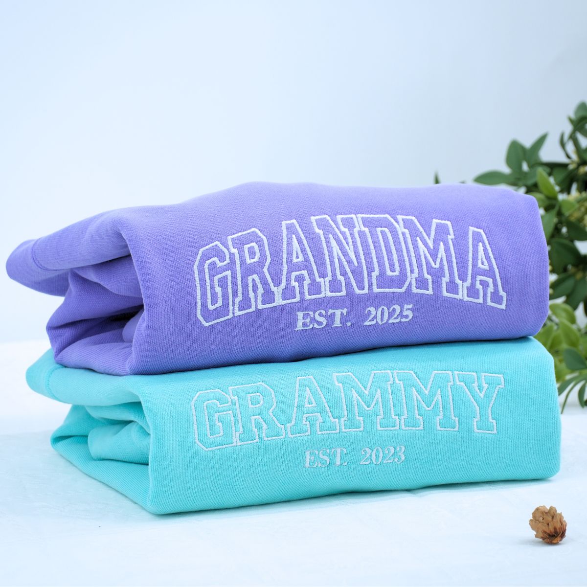 Custom Embroidered Grandma Est Sweatshirt with Names on Sleeve | Comfort Color® Vintage Pullover | Perfect for Family Reunions & Gift Giving