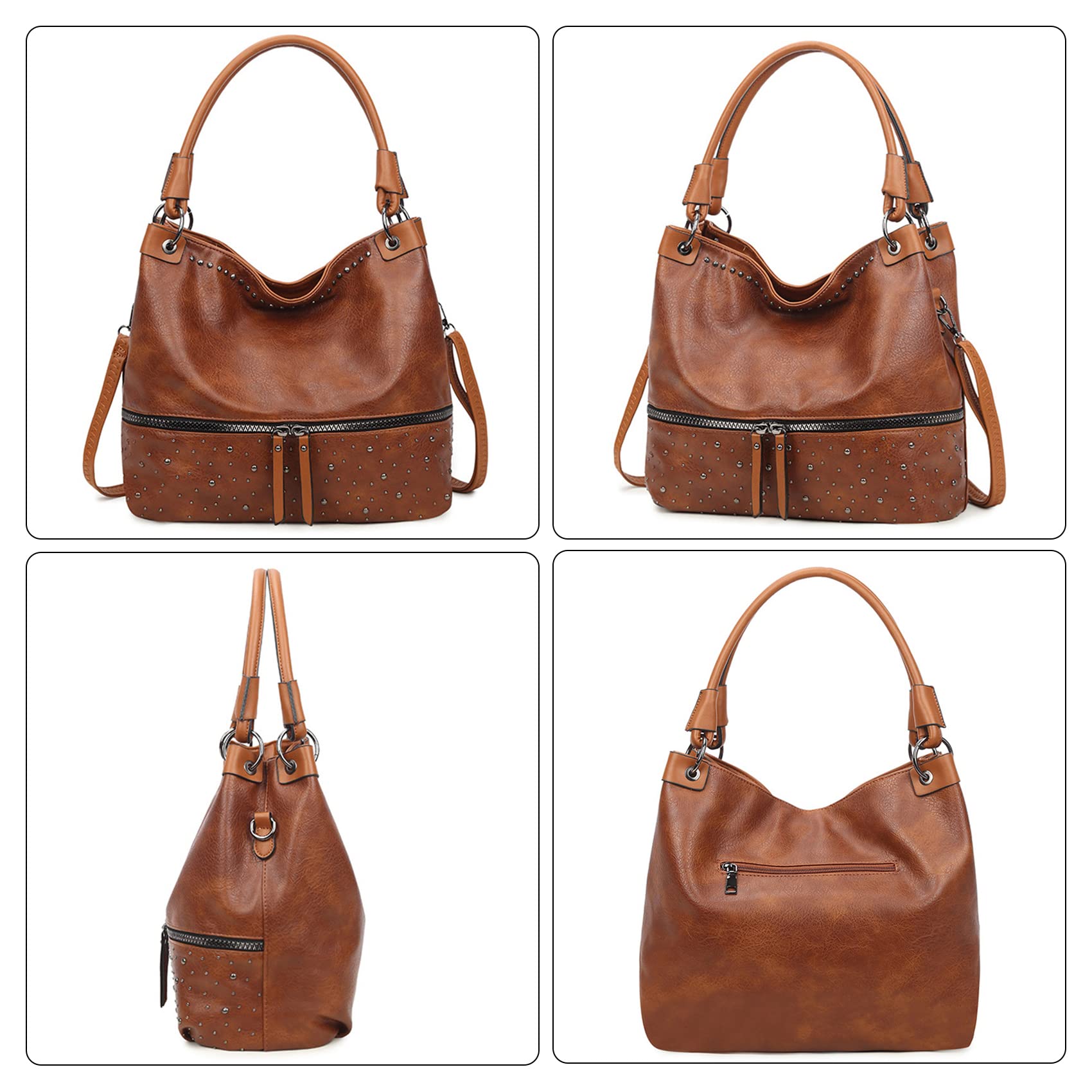NOTAG Women's Fashion Handbags - PU Leather Crossbody & Shoulder Bags with Rivet Details | Perfect for Work, Travel & Everyday Use