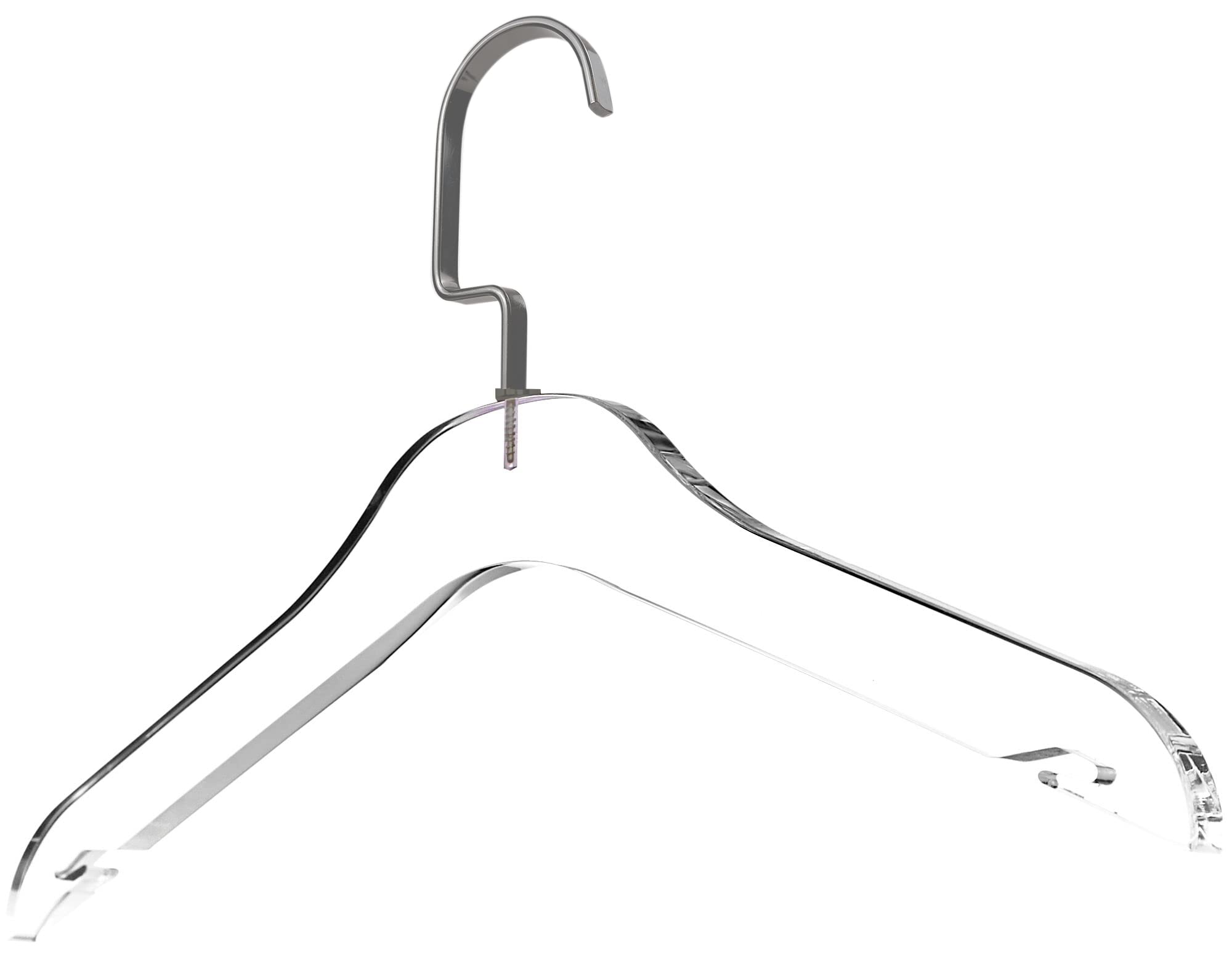 Clear Acrylic Clothes Hangers 10 Pack - Heavy Duty Non-Slip Hangers with Chrome Steel Hooks for Jackets, Sweaters & Dresses - Space Saving Closet Organizer for Home, Office & Travel (Matte Black)