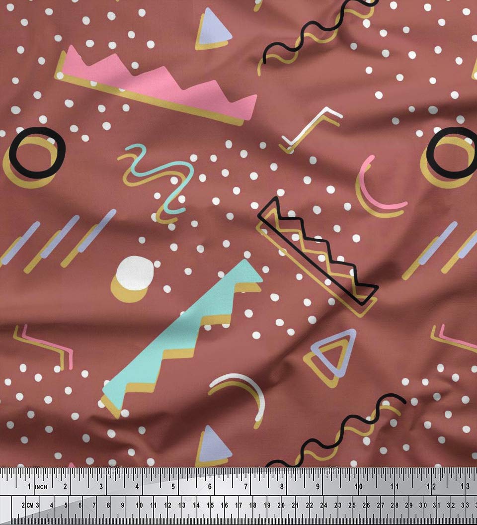 Soimoi Moss Georgette Brown Fabric by The Yard - 42 Inch Wide Abstract Dots Print Fabric for Dresses, Curtains & DIY Projects - Artistic Contemporary Printed Fabric for Fashion Design & Home Decor