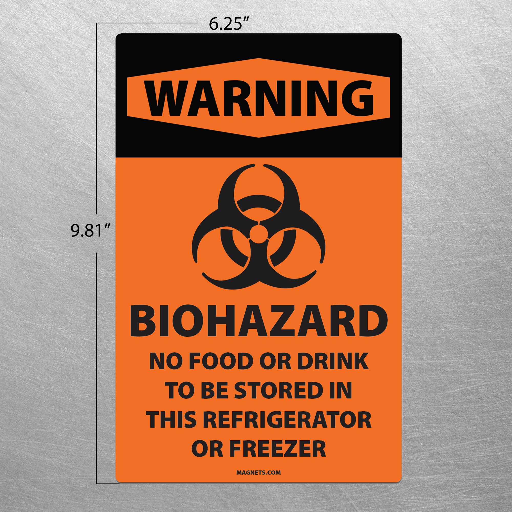10 Pack - Biohazard Magnetic Signs for OSHA Compliance, No Food or Drink Stored in Refrigerator/Freezer - Perfect for Labs, Hospitals & Food Safety Areas