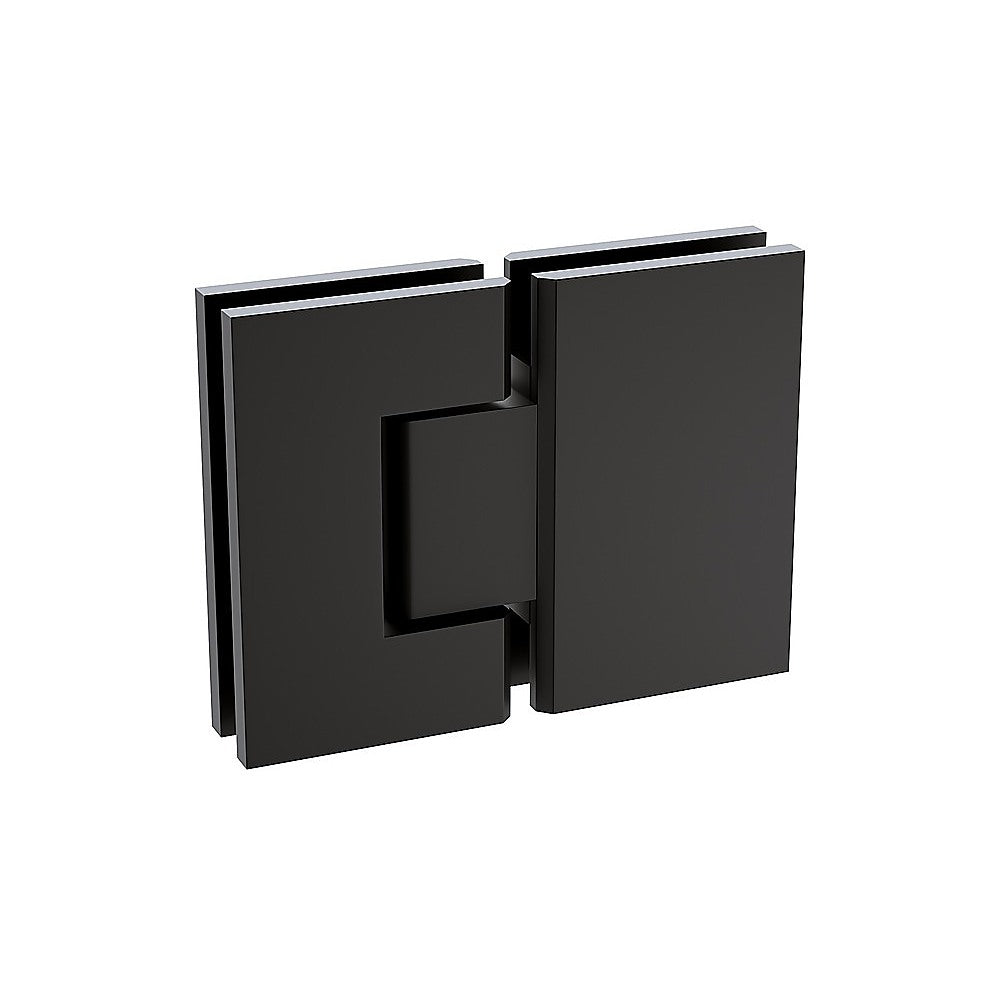 120x110cm Frameless Shower Screen with Black Channel & Stainless Steel Hinges - Square Knob Handle for Modern Bathroom - Perfect for Corner Installation, Waterproof & Durable Glass Enclosure