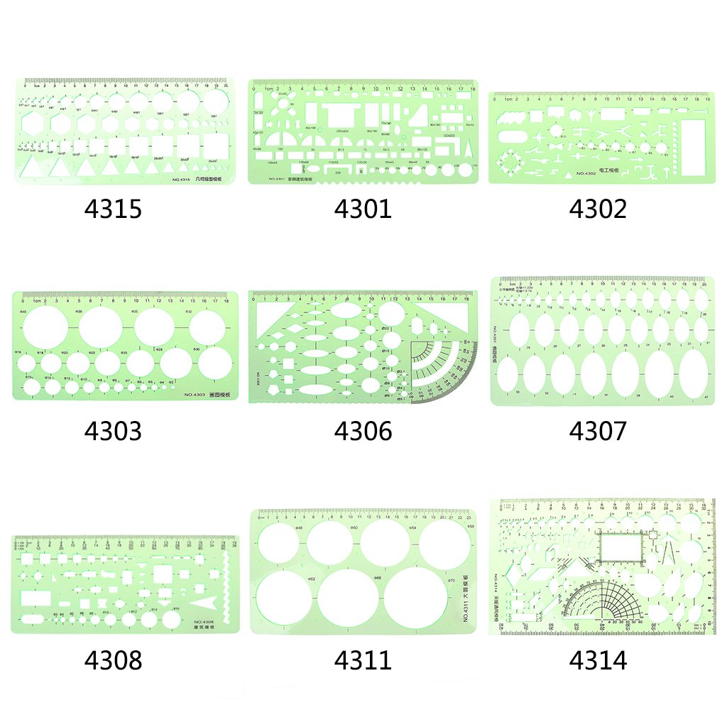 Clear Geometric Drawing Template Ruler - Plastic Circles, Squares, Hexagons & Triangle Stencil for Engineers, Architects & Students | Perfect for Office, Classroom, Home & DIY Projects | Great Gift for Artists & Designers