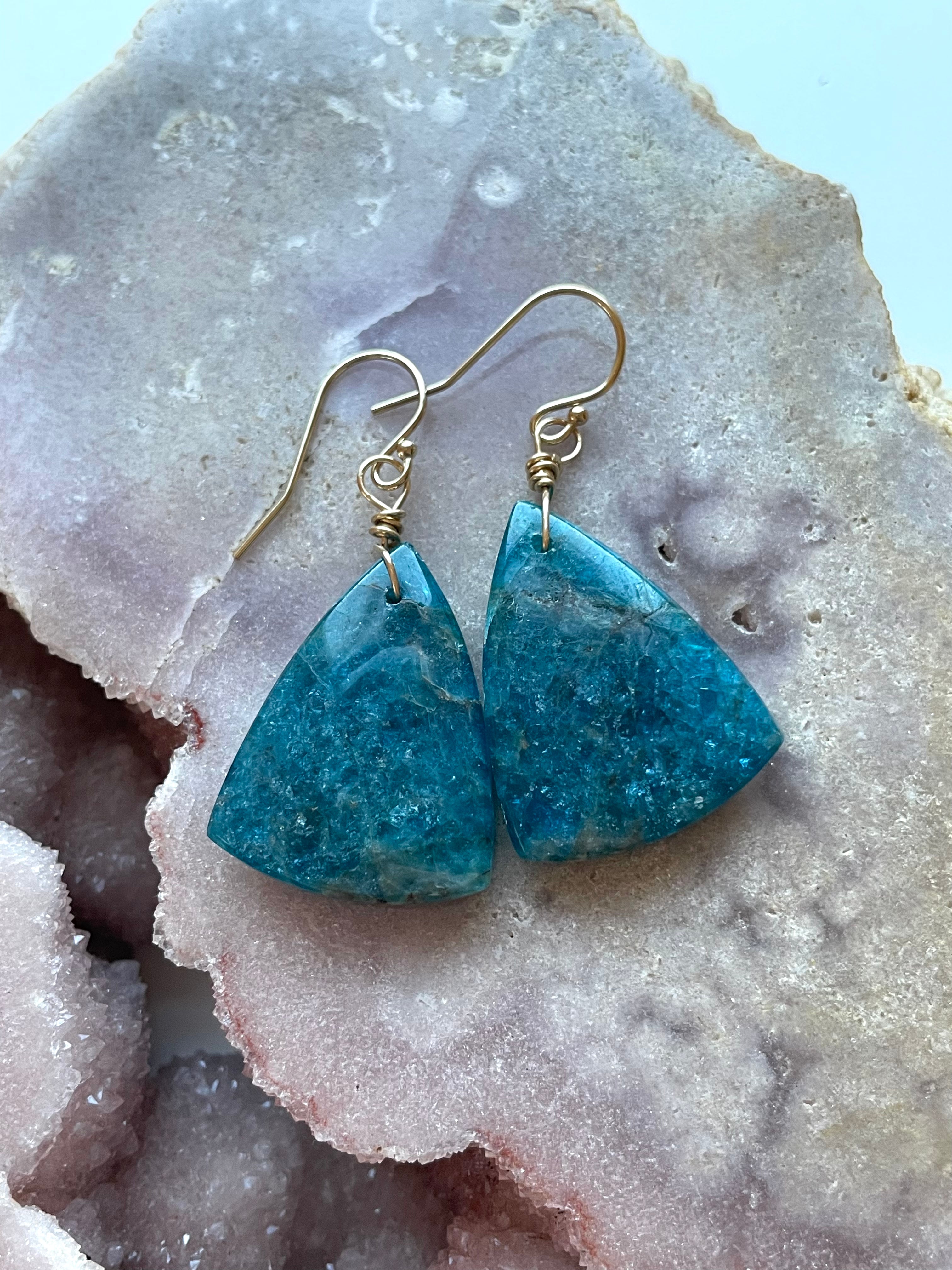 Natural Apatite Gold Filled Earrings for Women - Dainty Stud or Hoop Earrings for Everyday Wear, Gift Giving & Special Occasions