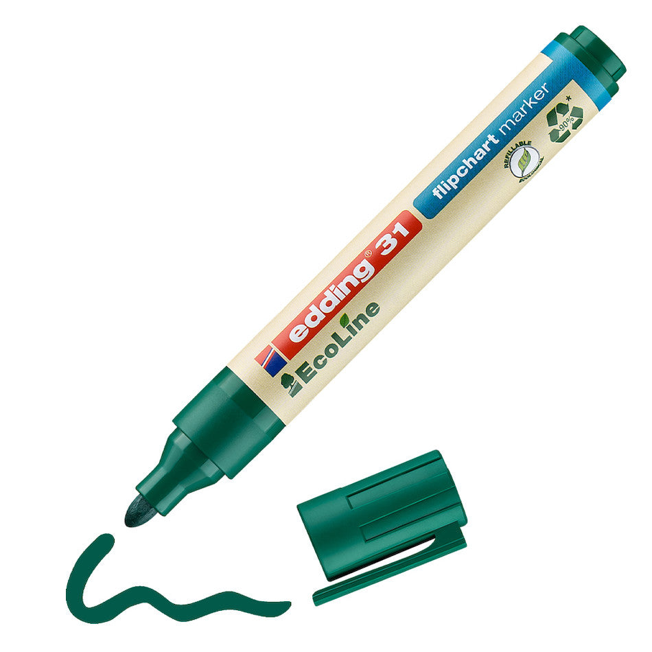edding EcoLine 31 Flipchart Markers - Set of 4 Non-Toxic, Water-Based Markers for Whiteboards & Flip Charts - Perfect for Office Meetings, Classroom Presentations & Creative Brainstorming Sessions