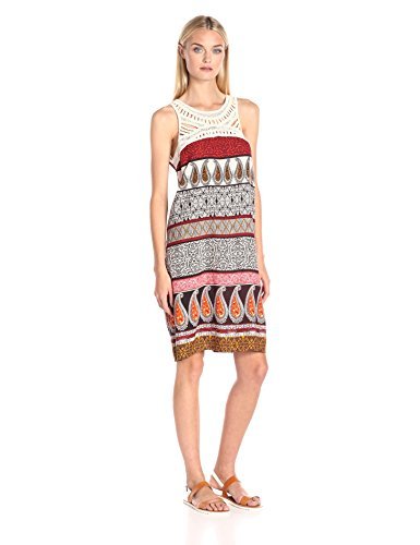MSK Women's S Crochet Neck Chiffon Dress - Elegant Boho Summer Maxi Dress for Beach, Wedding & Party Occasions