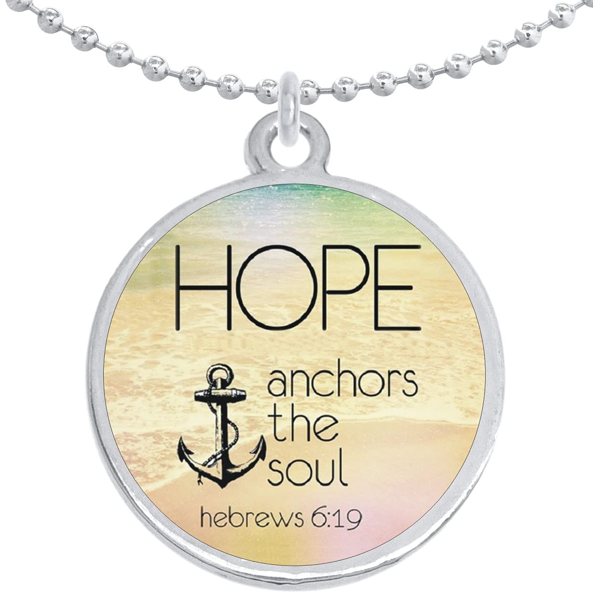 Hope Anchors The Soul Round Pendant Necklace - Inspirational Jewelry for Women, Stainless Steel Necklace with Motivational Message - Perfect for Everyday Wear, Gifts & Special Occasions