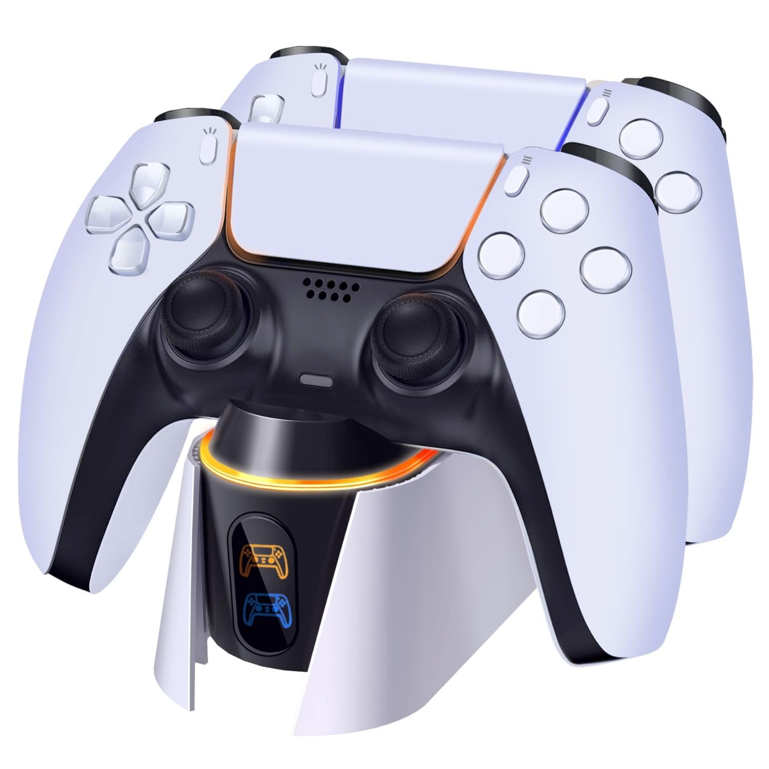 Dual Wireless Charging Station for PS5 Controller - Fast Charger Dock with LED Indicator & Type-C Cable - Compatible with PlayStation 5 DualSense - Perfect for Gaming Setup & Nightstand Use
