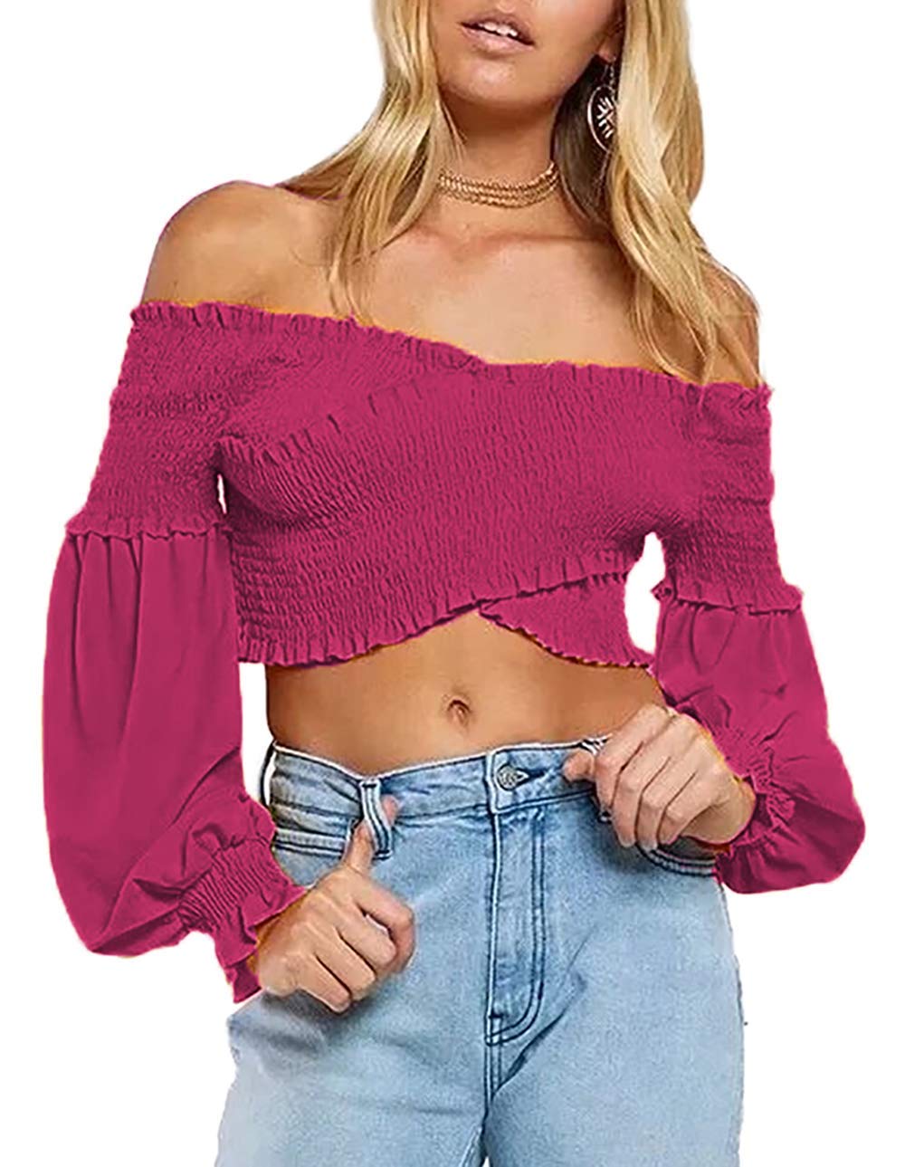 Izalmjw Women's Halter Tops - Solid Color Long Sleeve Strapless Crop Tops for Women | Fashionable Workout Tops, Yoga Clothes & Casual Streetwear