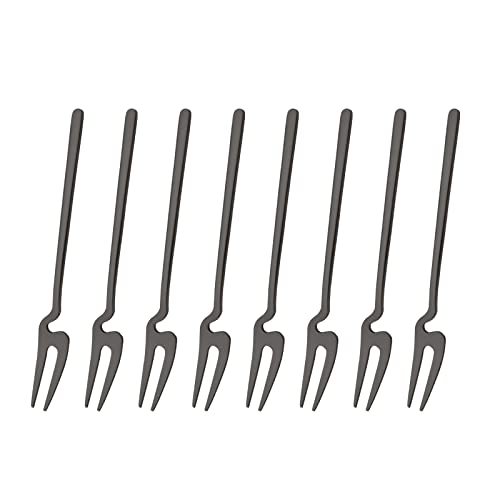 8Pcs Fruit Fork-Black