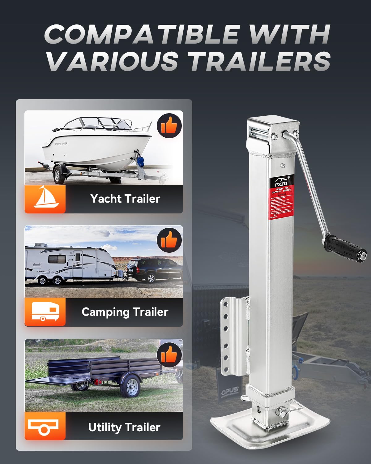 8000 lbs Heavy Duty Trailer Jack with 28.6