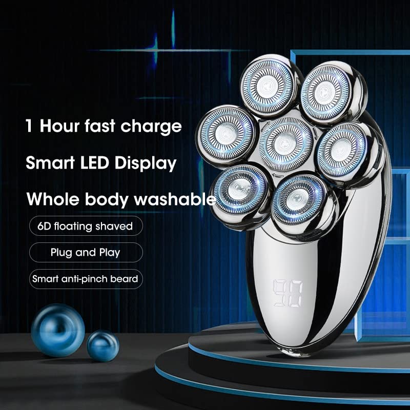 5-in-1 Electric Razor for Men - 7D Floating Head with 7 Independent Cutters, Waterproof USB Rechargeable Beard Trimmer & Hair Clipper - Perfect for Travel, Gym & Daily Grooming