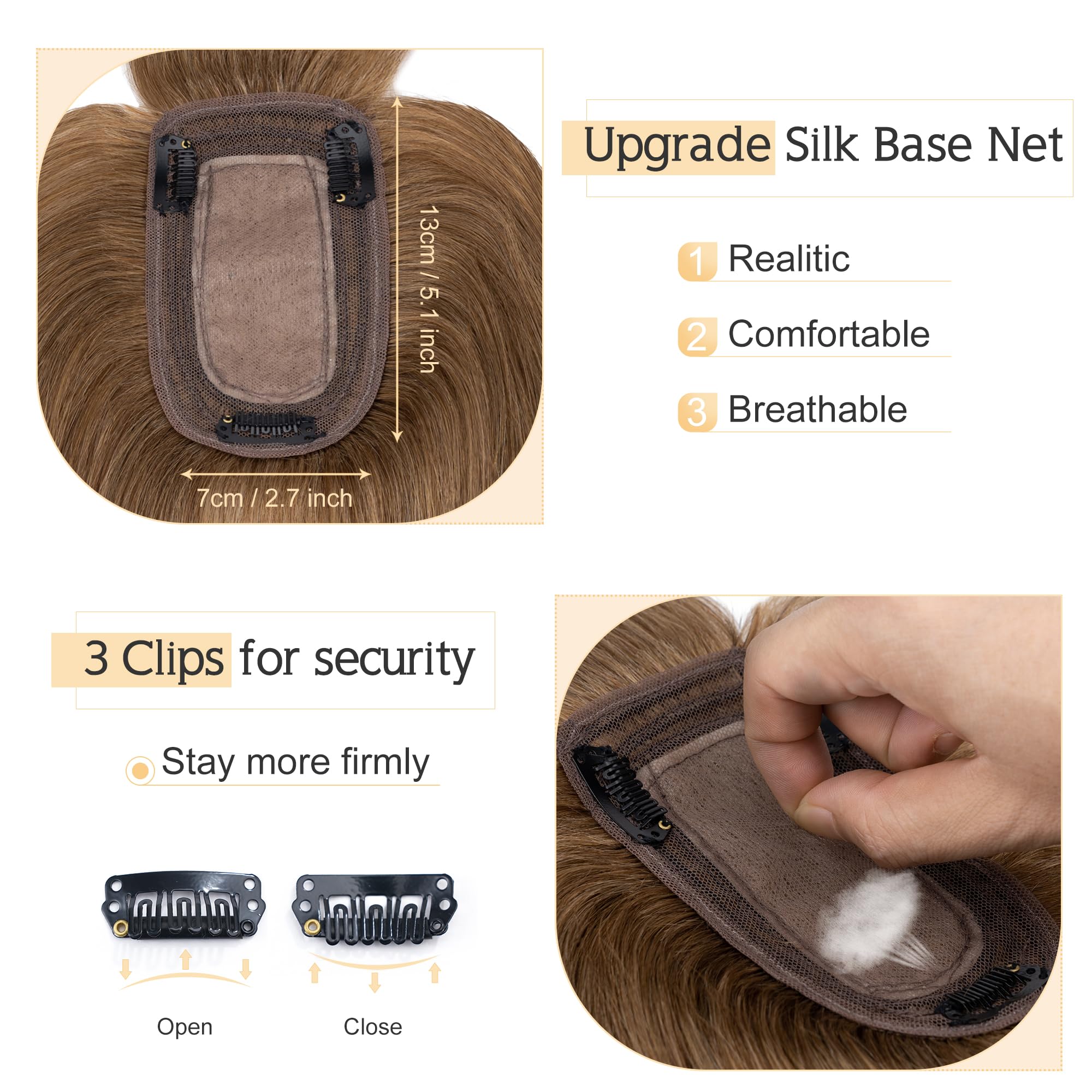SEGO 150% Density Human Hair Toppers for Women with Bangs - 18