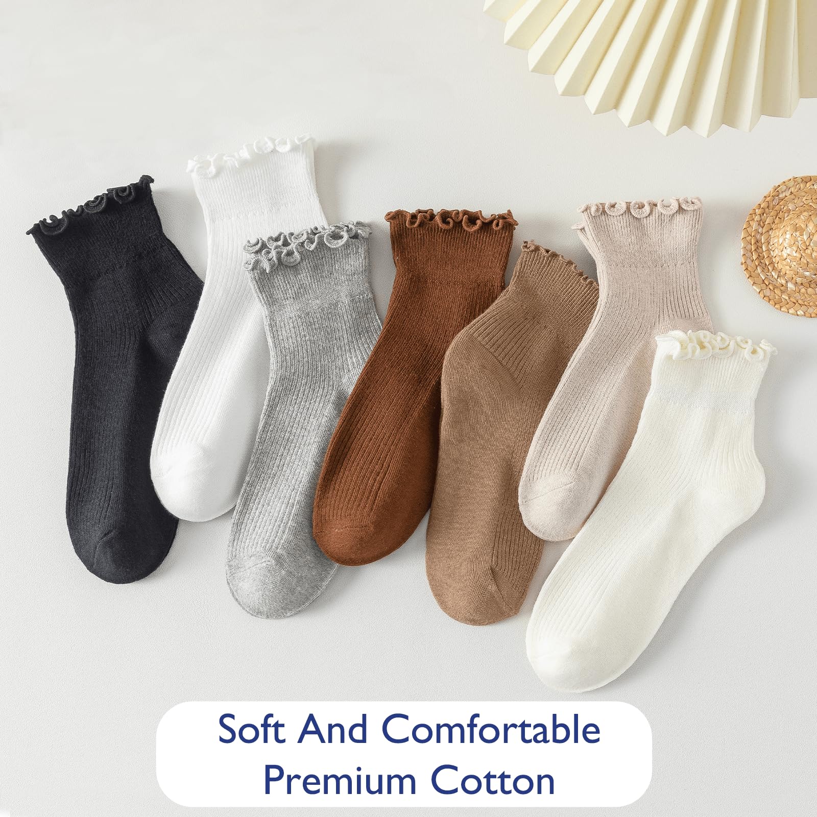 Hstyle Women's Ruffle Ankle Socks 6-Pack - Cute for Casual & Dressy Outfits
