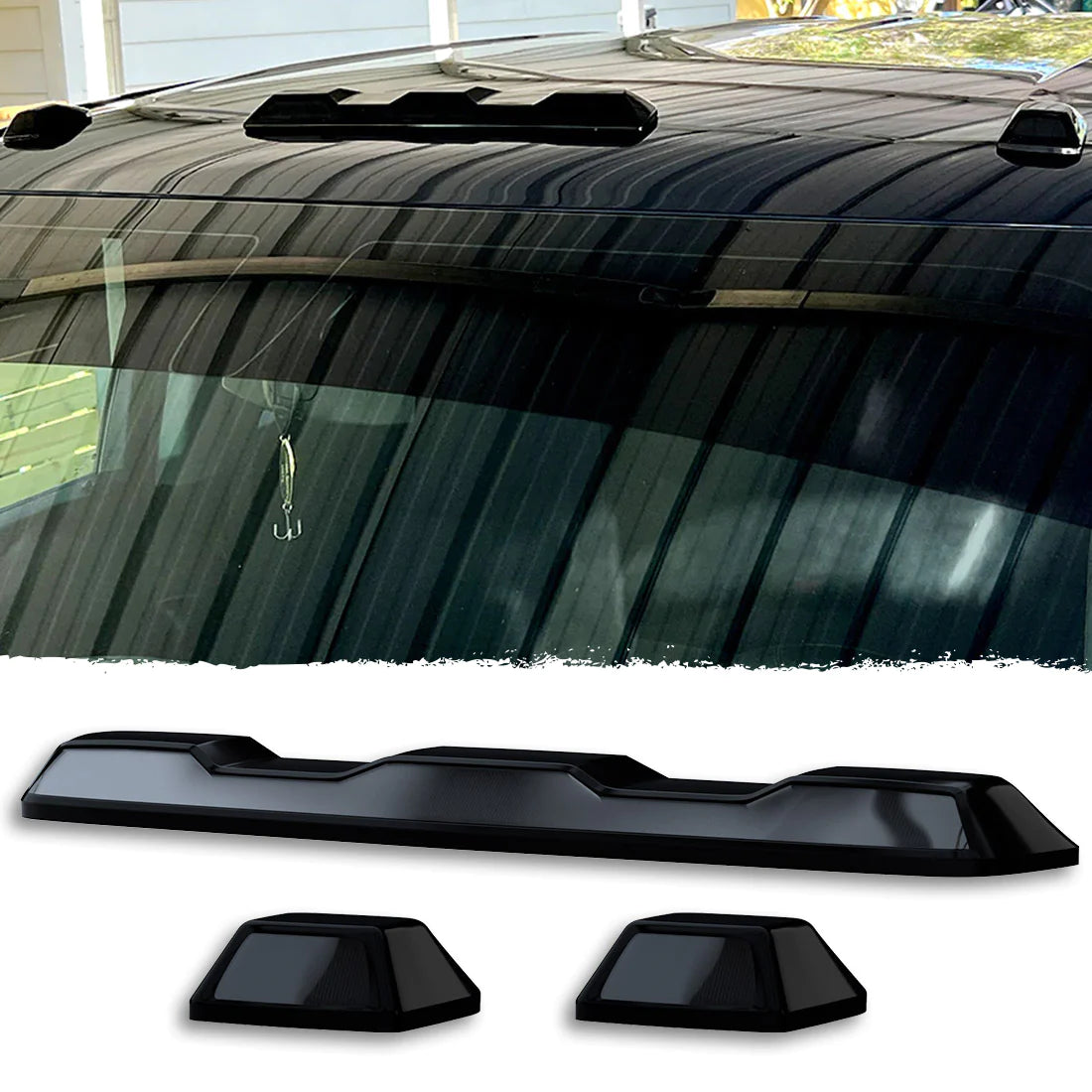 GMC & Chevy 20-24 (4th GEN) Heavy Duty Smoked Cab Roof Light Lens with White LEDs - 3 Piece Set for Trucks Without Factory Roof Lights | Off-Road Lighting Upgrade for Night Driving & Work Sites