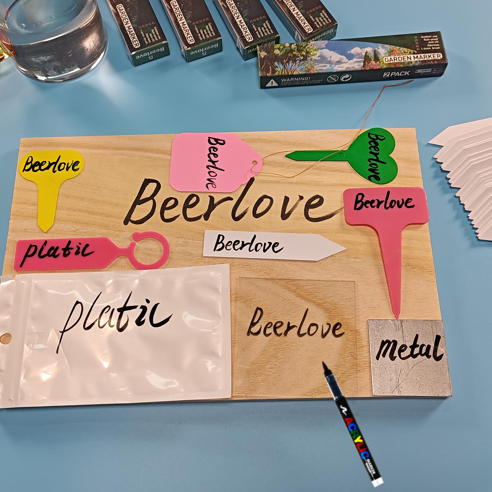 Beerlove 2 Pack Garden Markers - Permanent Waterproof Plant Labels, UV Fade Resistant for Outdoor & Indoor Plants - Perfect for Herb Gardens, Vegetable Patches & Flower Beds