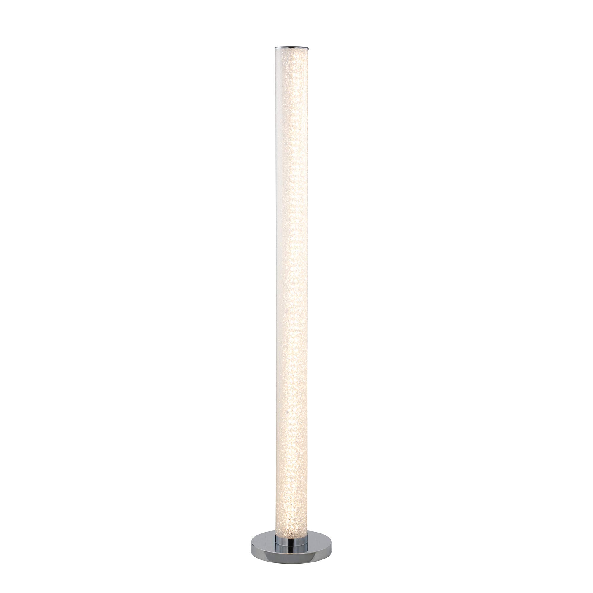 Ore International HBL2111 Modern LED Crystal Sandrocks Column Floor Lamp - White & Clear Glass - Perfect for Living Room, Bedroom, or Office Lighting Decor