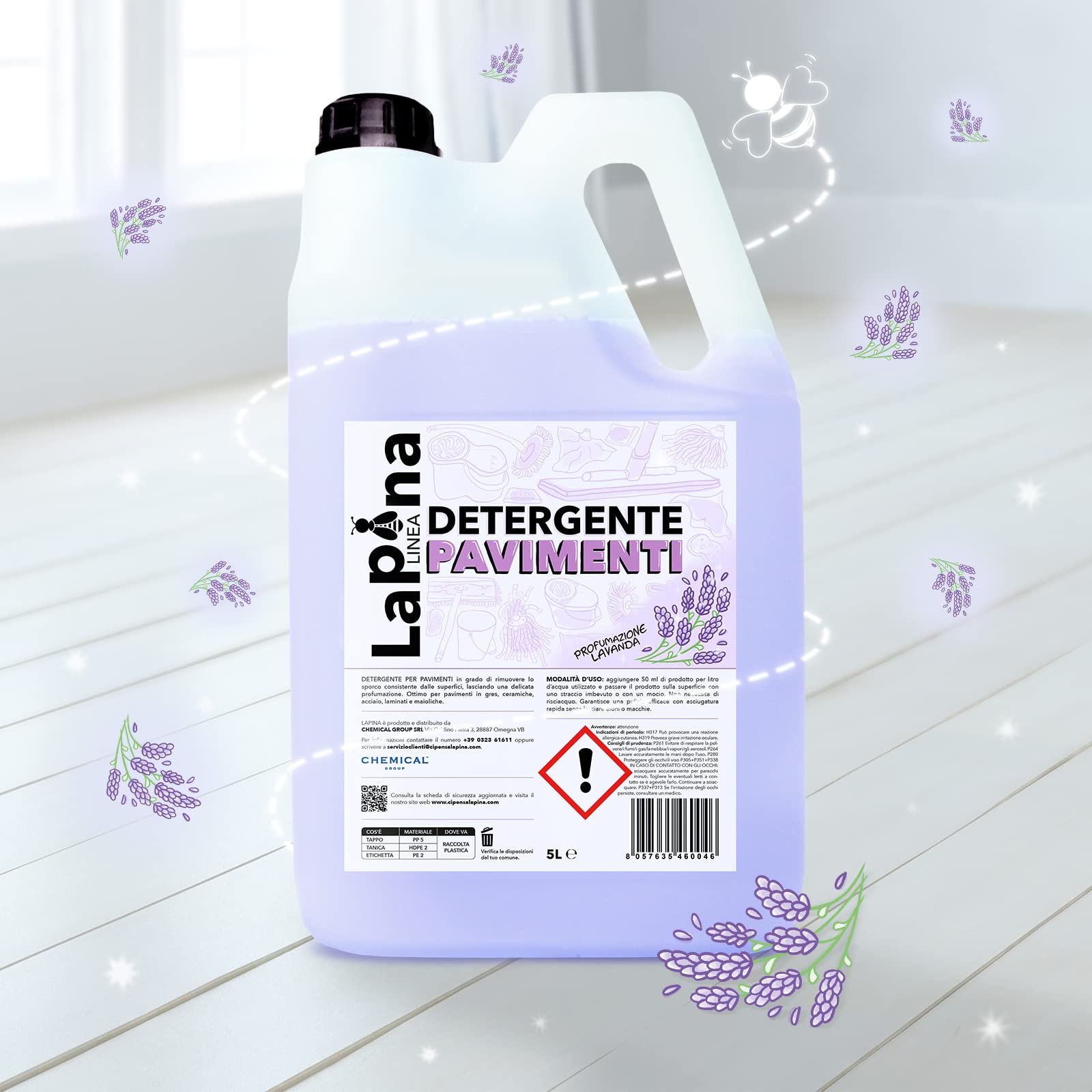 LaPina Lavender Scented Floor Cleaner - Gentle & Effective Hardwood & Tile Floor Cleaner - Safe for Pets & Kids - Ideal for Home, Office & Commercial Use