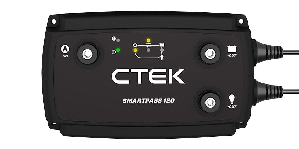 CTEK 40-185 SmartPass 120A Battery Charger & Energy Management System for Cars, RVs & Marine Vehicles - Maintains & Optimizes Power in Off-Grid & Emergency Situations