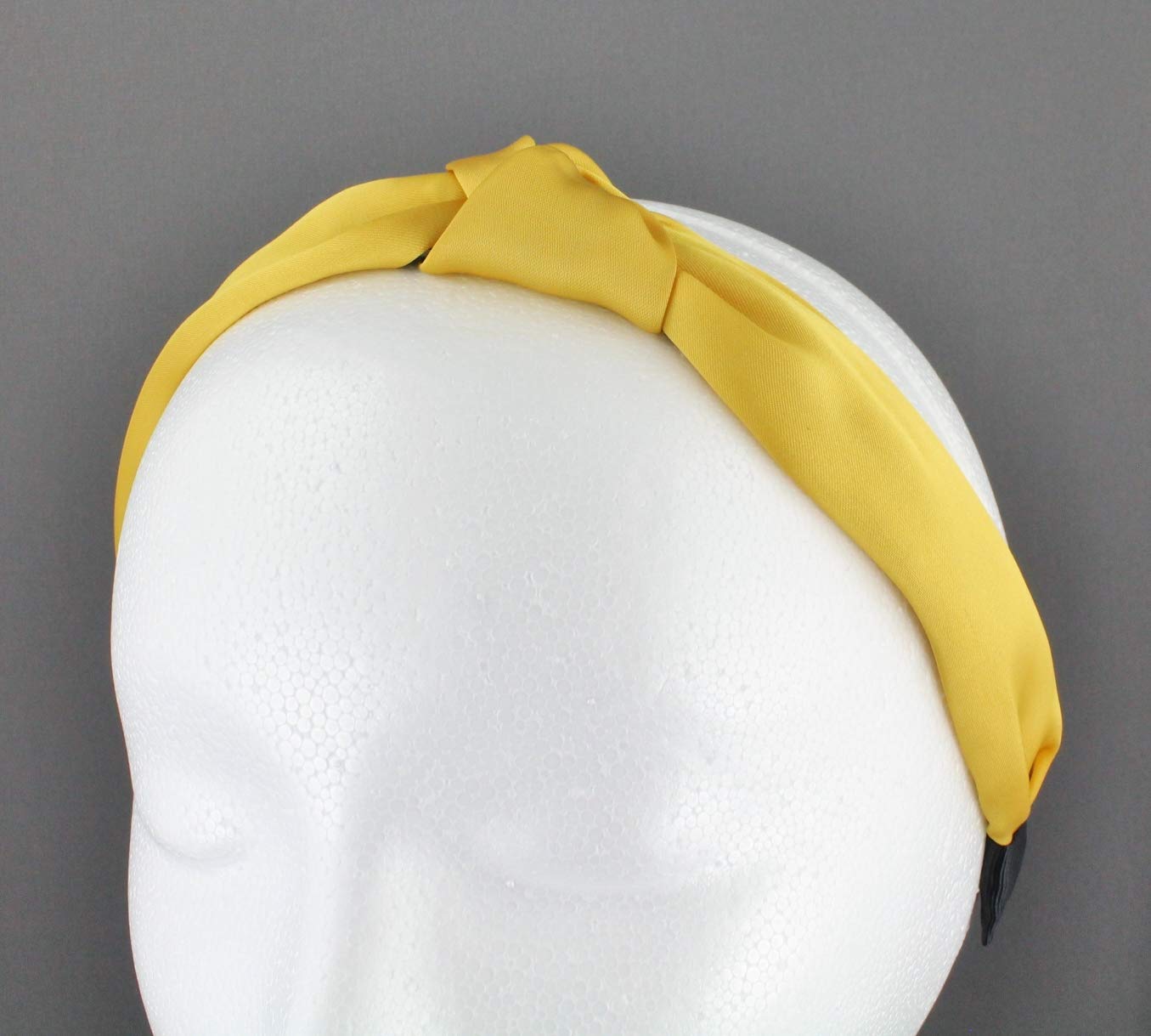Mustard Yellow Turban Knot Headband - Satin Fabric with Grip Teeth for Women | Perfect for Yoga, Workouts, and Fashion Accessories