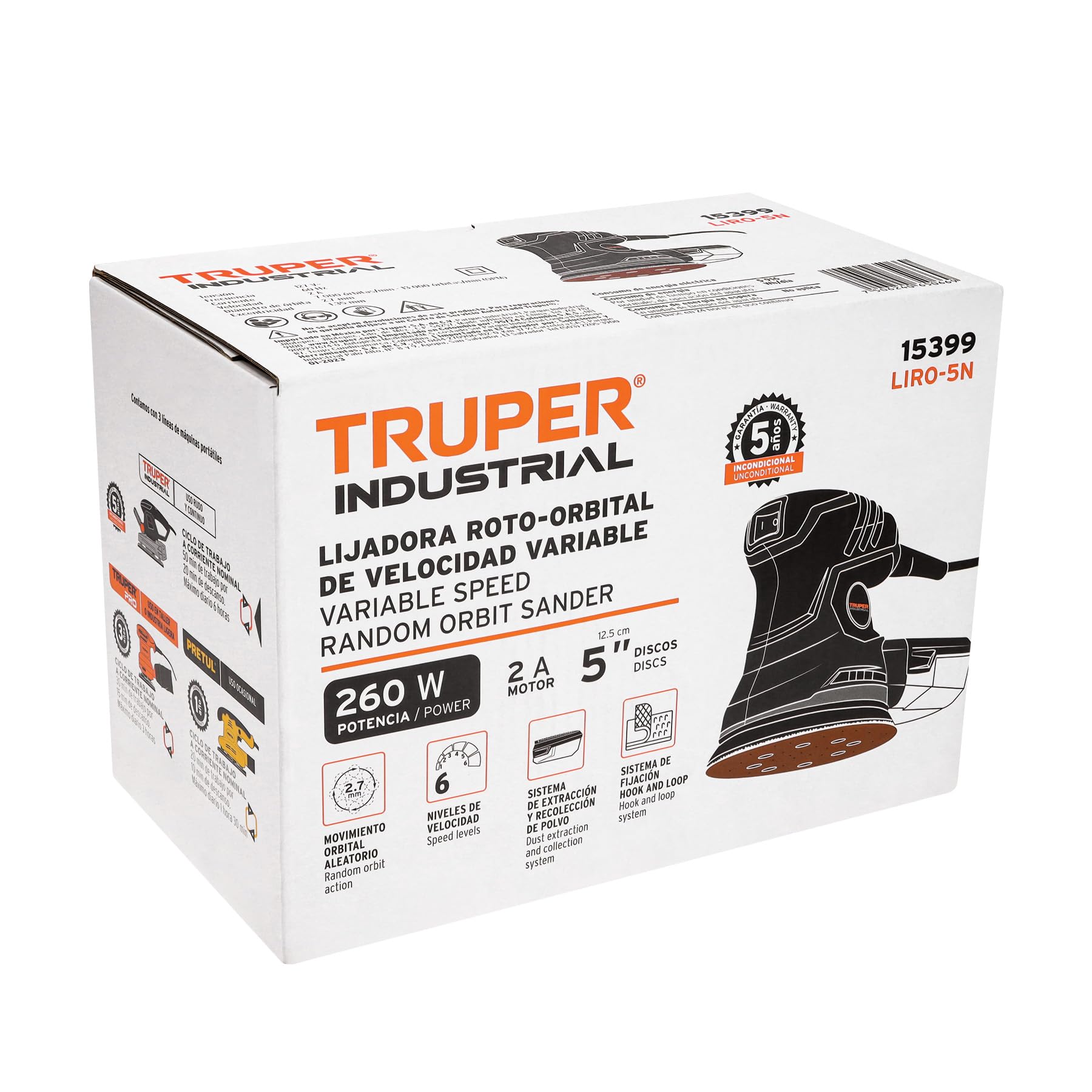 5-Inch 240W Industrial Orbital Sander - Heavy Duty Power Tool for Woodworking, Metal Polishing & Surface Sanding - Perfect for DIY Projects, Furniture Refinishing & Professional Workshops