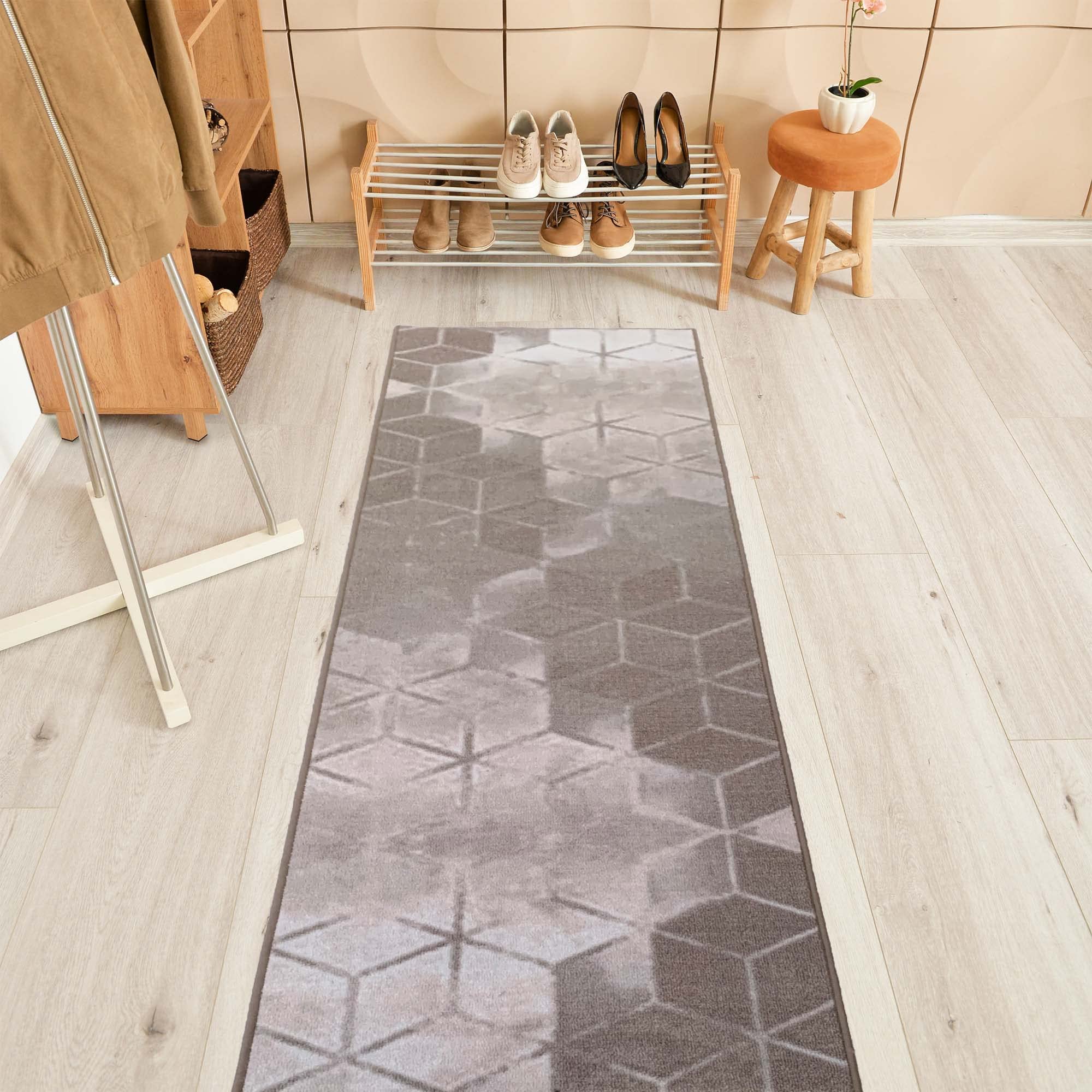 Custom Size Abstract Cubes Non-Slip Rubber Backed Runner Rug - 26