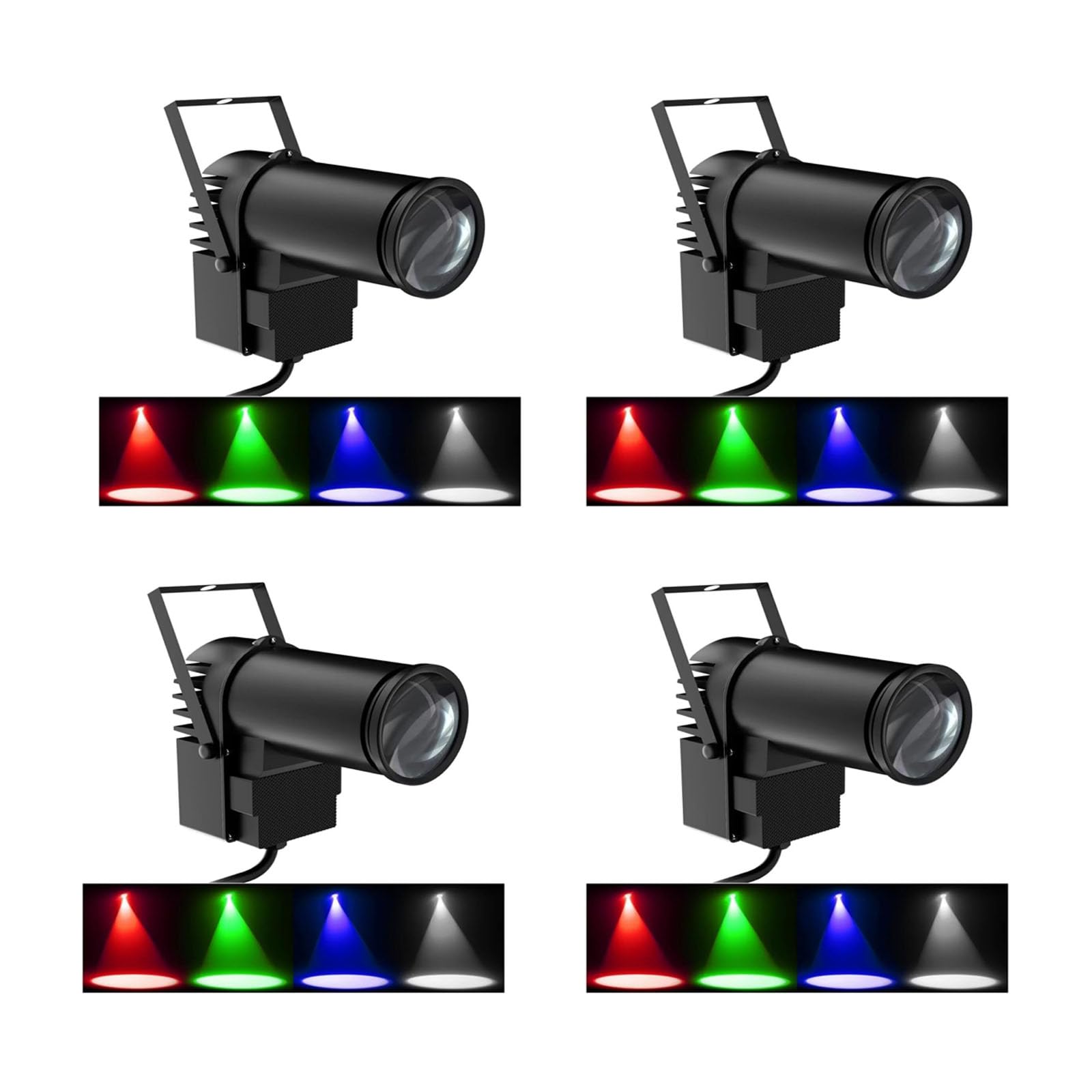 4PCS U`King 10W RGBW LED Beam Pinspot Lights - DMX & Sound Activated Mini Stage Spotlights for Theater, Wedding, Party, DJ, Disco Ball Lighting - Perfect for Stage Shows, Dance Floors & Nightclub Events