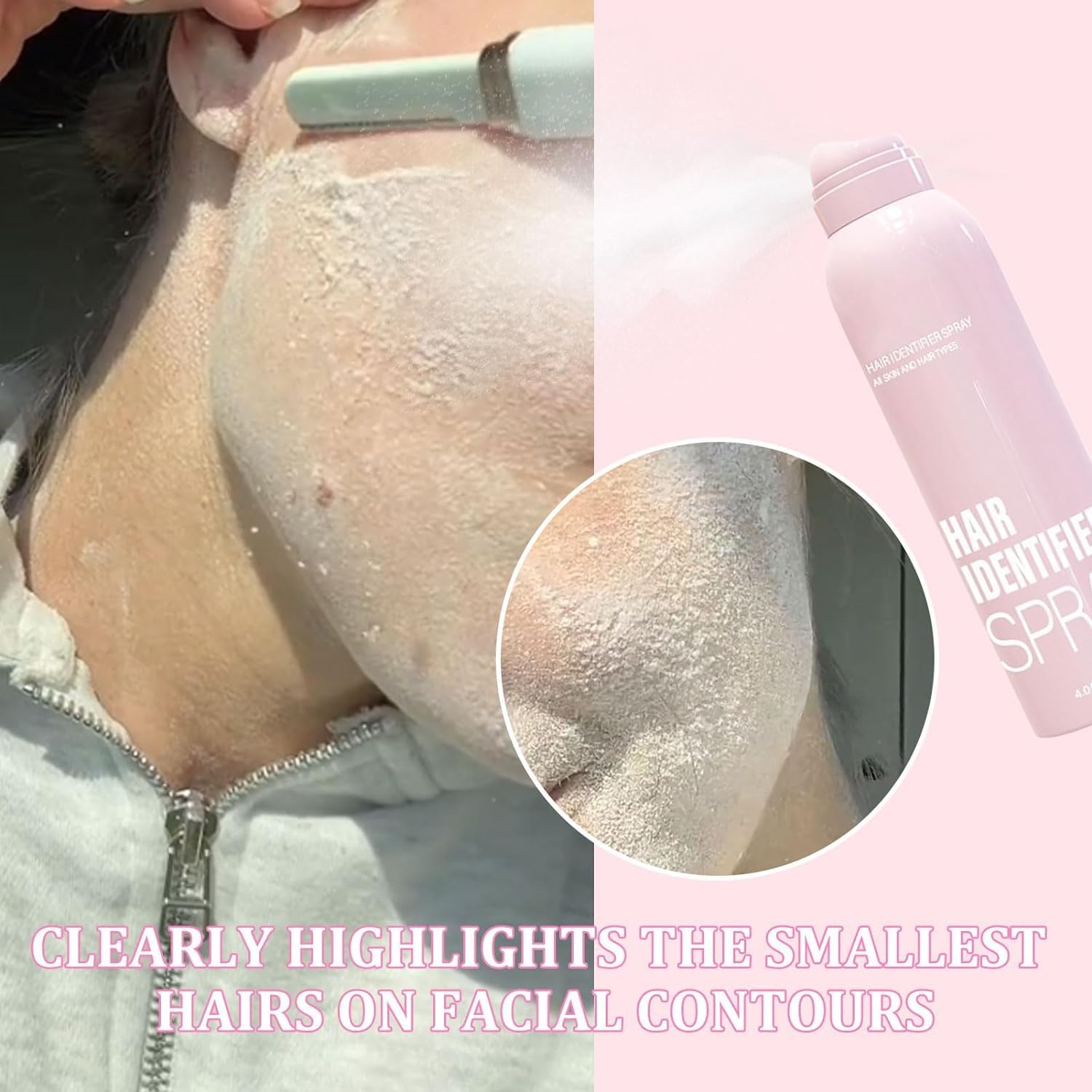 **Dermaplaning Hair Identifier Spray for Women - Skin & Facial Hair Removal Spray with Razors, Pink (2 Bottles) | Perfect for At-Home Dermaplaning & Smooth Skin Care Routine**