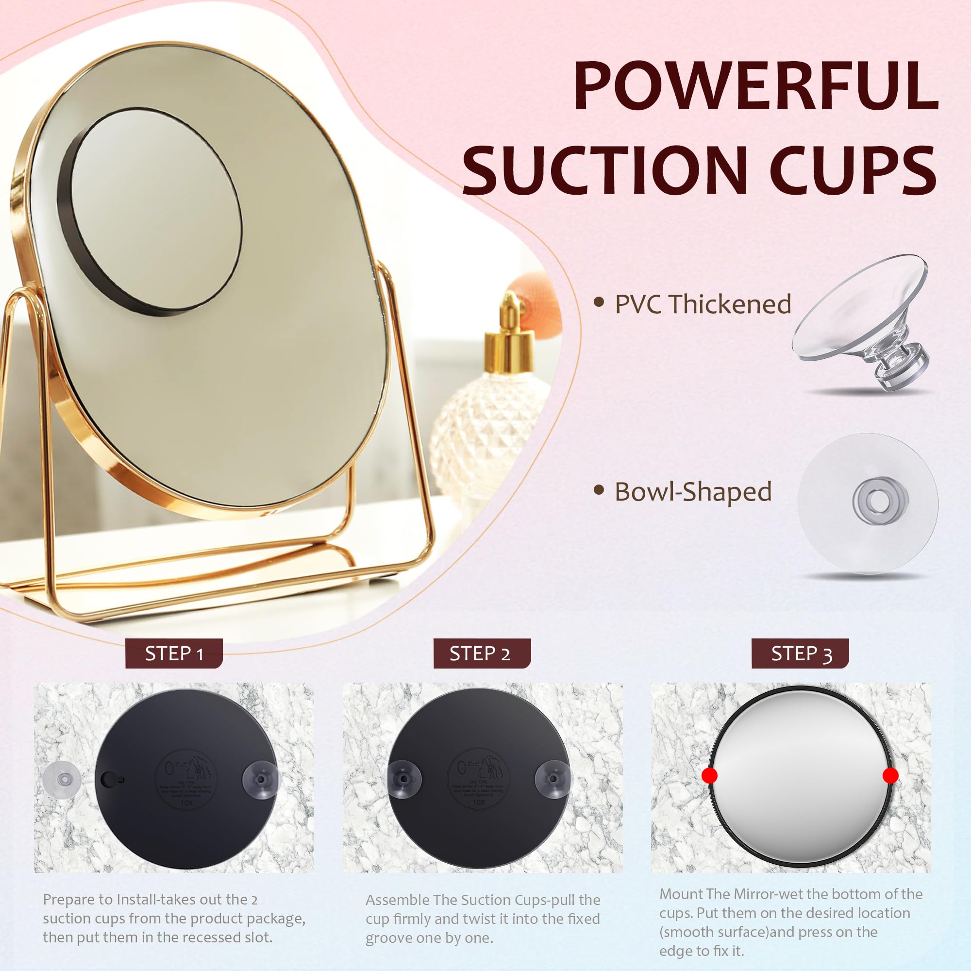 30X Magnifying Mirror with Suction Cups & Tweezer - 3.5