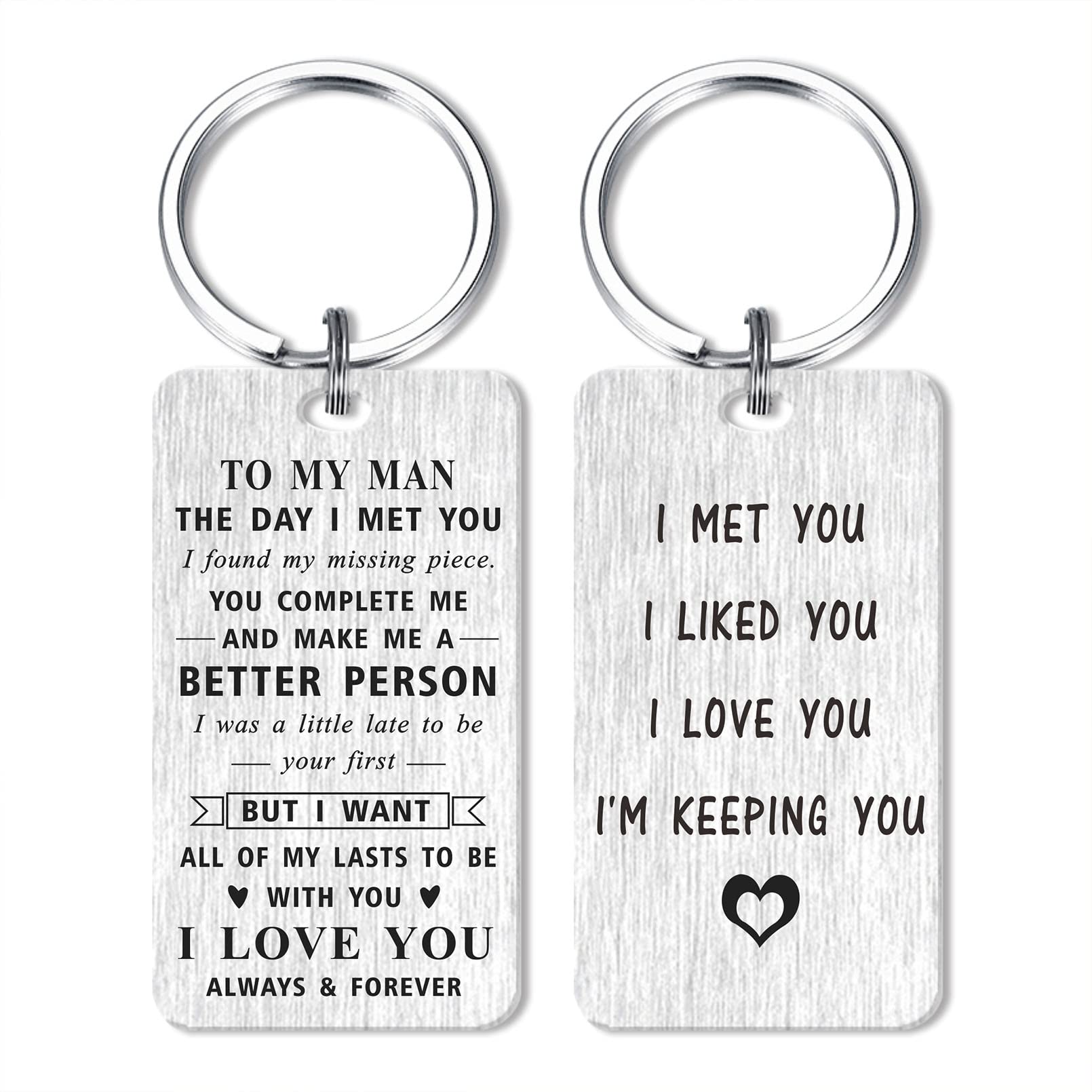 MOQIYXL Romantic Valentine's Day Gifts for Men - Engraved 'I Love You' Keychain for Husband, Boyfriend - Perfect Anniversary Gift for Him - Great for Couples, Weddings & Special Occasions