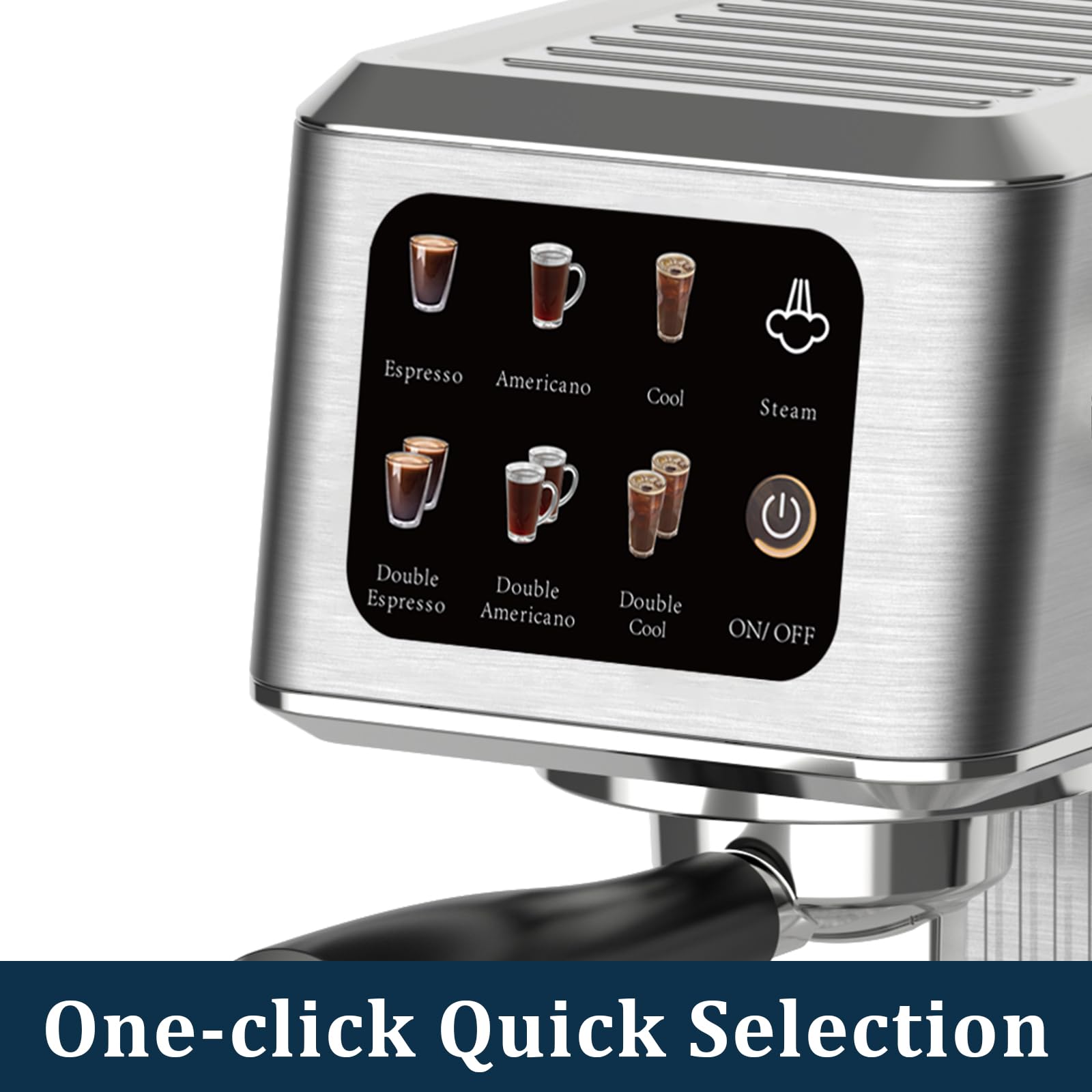 CUSIMAX 20Bar Espresso Machine with Touchscreen & Milk Frother - 1350W Stainless Steel Coffee Maker for Home, 34oz Removable Water Tank - Perfect for Lattes, Cappuccinos & Home Barista Brewing