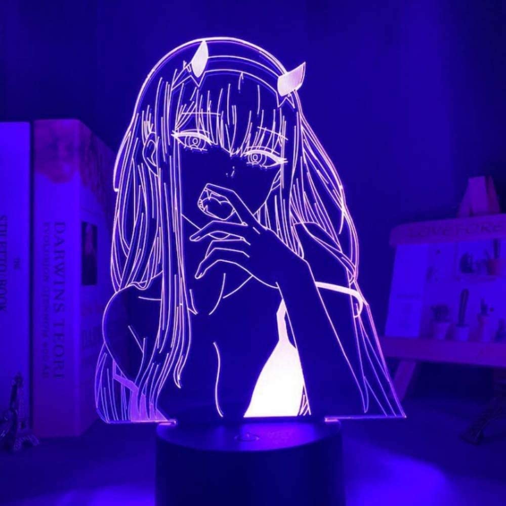 3D Illusion Night Light - Darling in The FRANXX 002 Anime Character LED Lamp | USB Powered, 7 Color Changing Modes, Touch Control | Perfect for Kids Room Decor, Birthday Gifts & Anime Lovers Collection | Creates Magical Ambiance for Bedtime, Gaming Rooms & Anime Themed Parties
