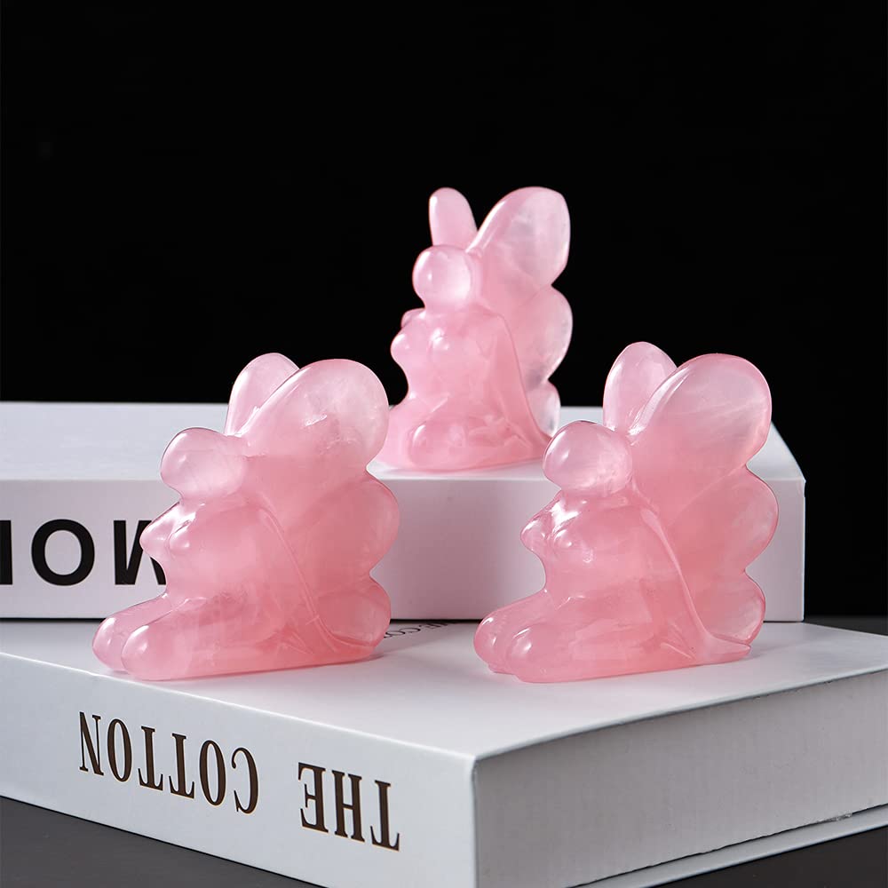 Natural Rose Quartz Butterfly Hand Carved Figurine - 2.7