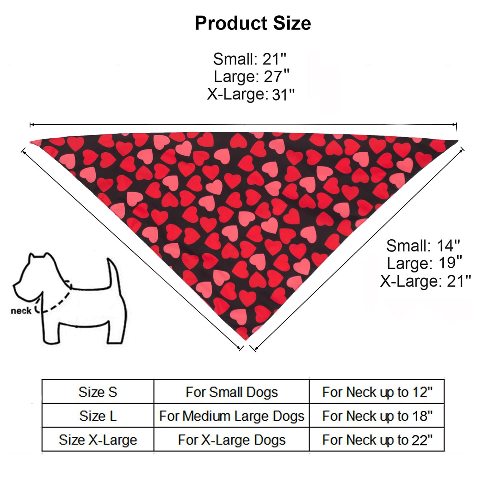 PTDECOR Valentine Dog Bandana - Reversible Triangle Bib Scarf for Medium & Large Dogs - Multi-Size Adjustable Pet Bandana for Valentine's Day, Christmas & Special Occasions - Perfect for Photo Shoots, Parties & Daily Wear