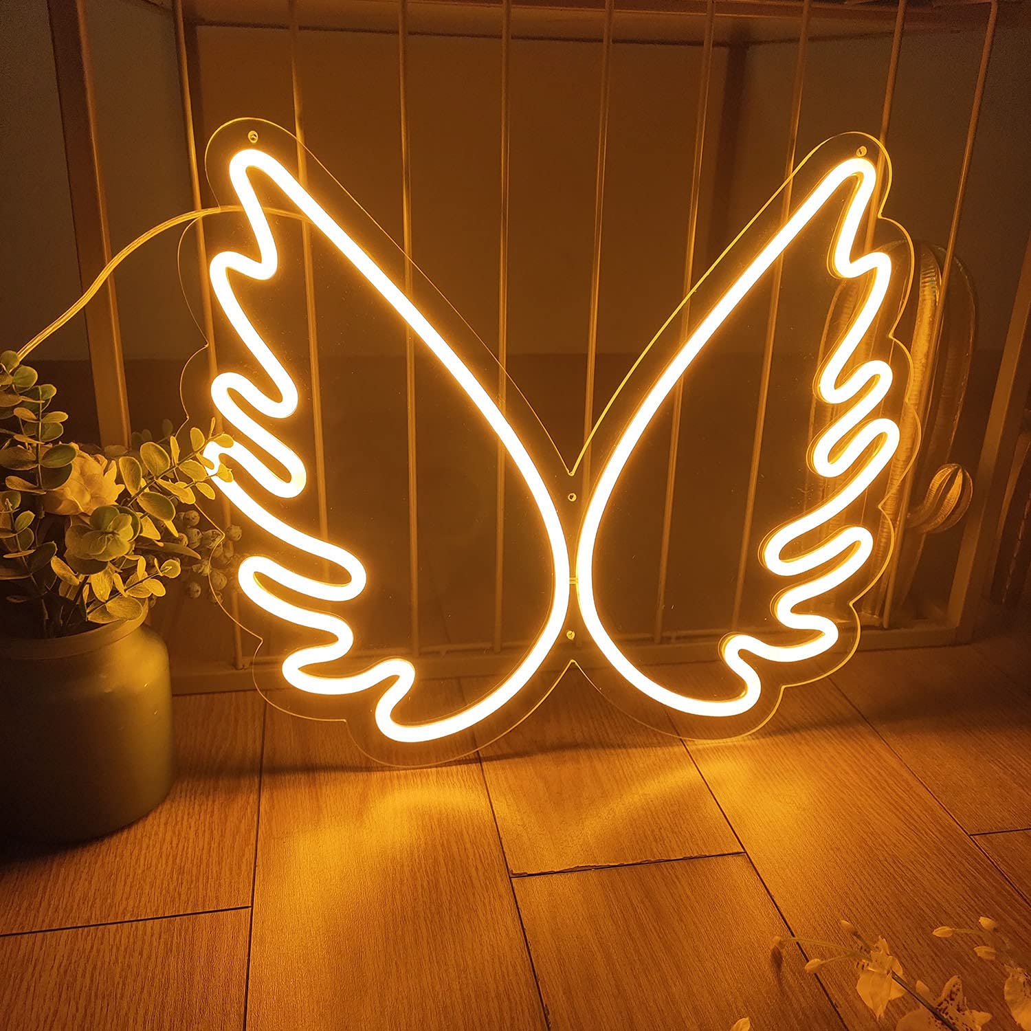 LED Neon Sign Light - Wings Wall Decor for Home, Bar & Pub | Unique Housewarming & Birthday Gift | Warm White Visual Artwork | Perfect for Bedroom, Living Room & Party Decorations