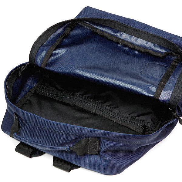 Drifter Square Pack Backpack - Navy & Black Leather - City Line - Made in USA - Perfect for Urban Commuting, Travel & Everyday Use