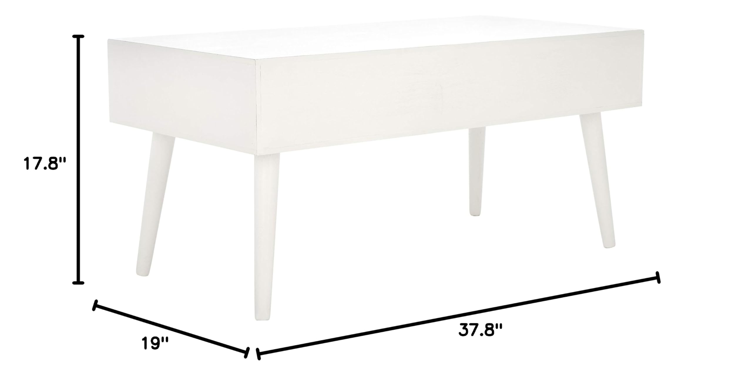 SAFAVIEH Home Collection Mozart Mid-Century Distressed White 2-Drawer Rectangle Coffee Table - Vintage Living Room Furniture for Small Spaces & Modern Apartments